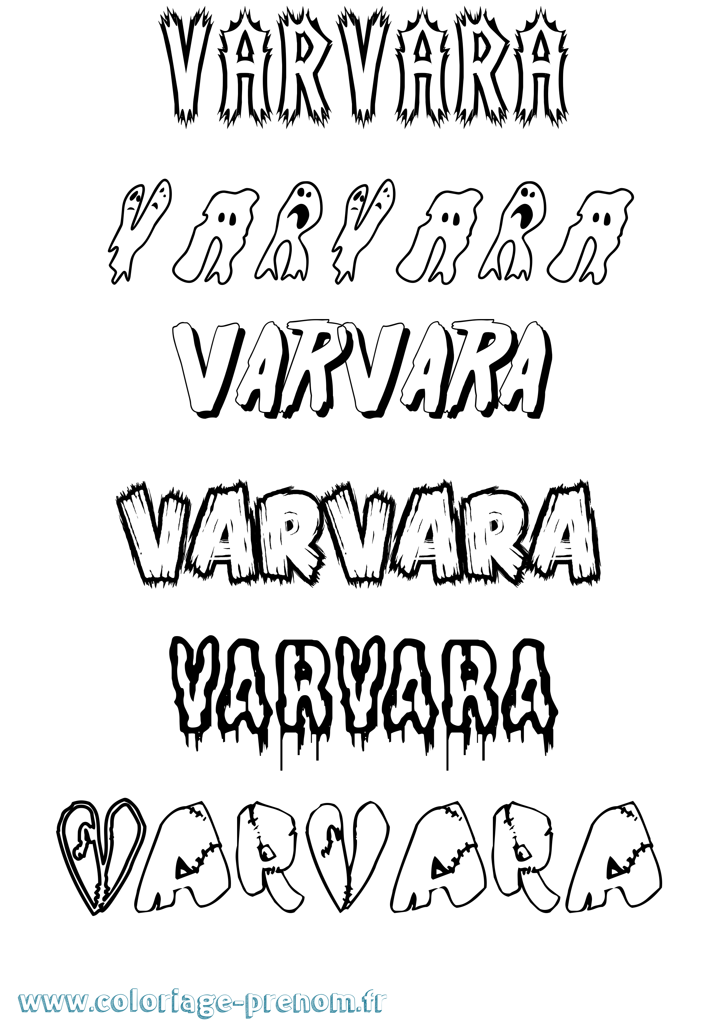 Coloriage prénom Varvara Frisson