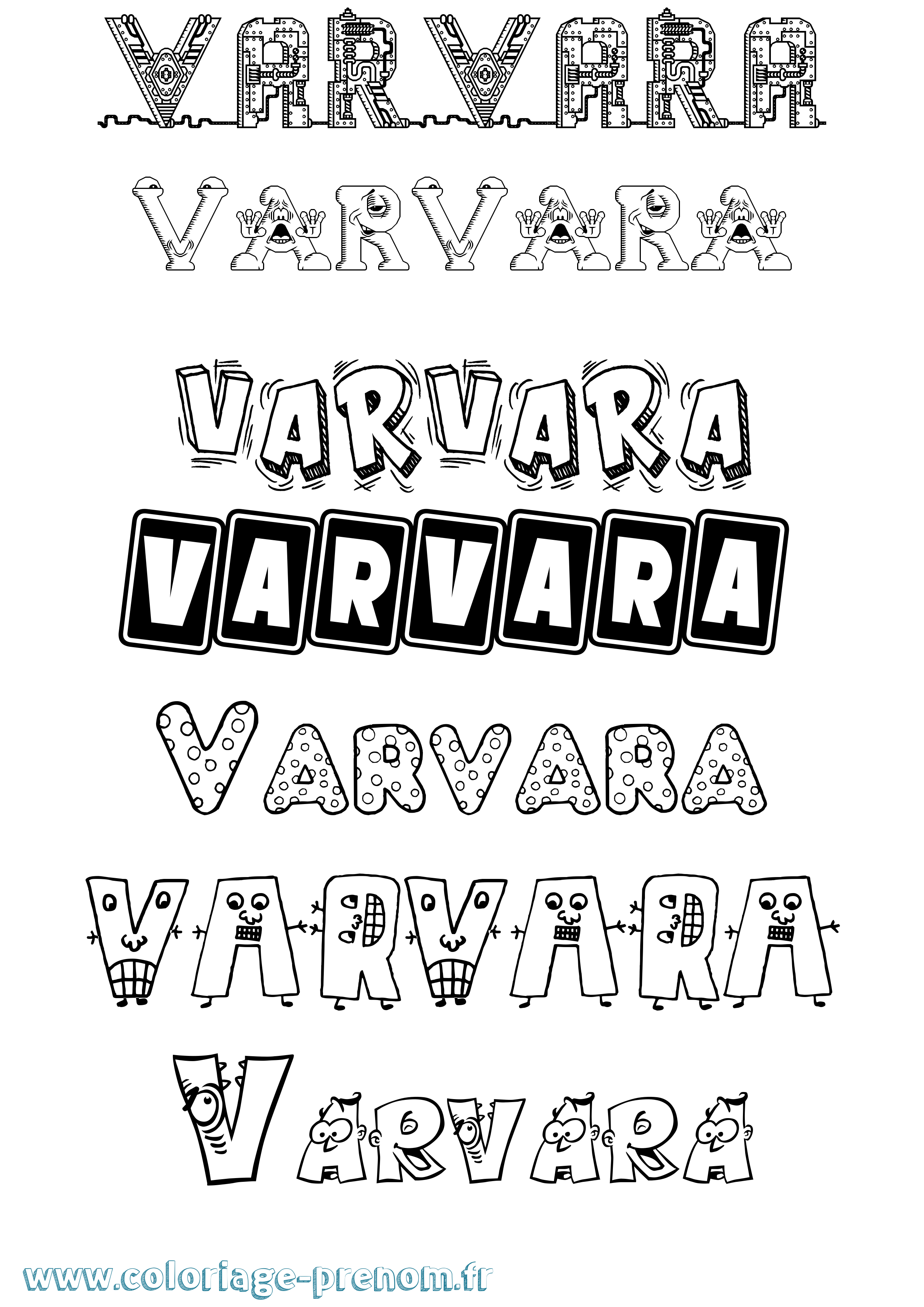 Coloriage prénom Varvara Fun