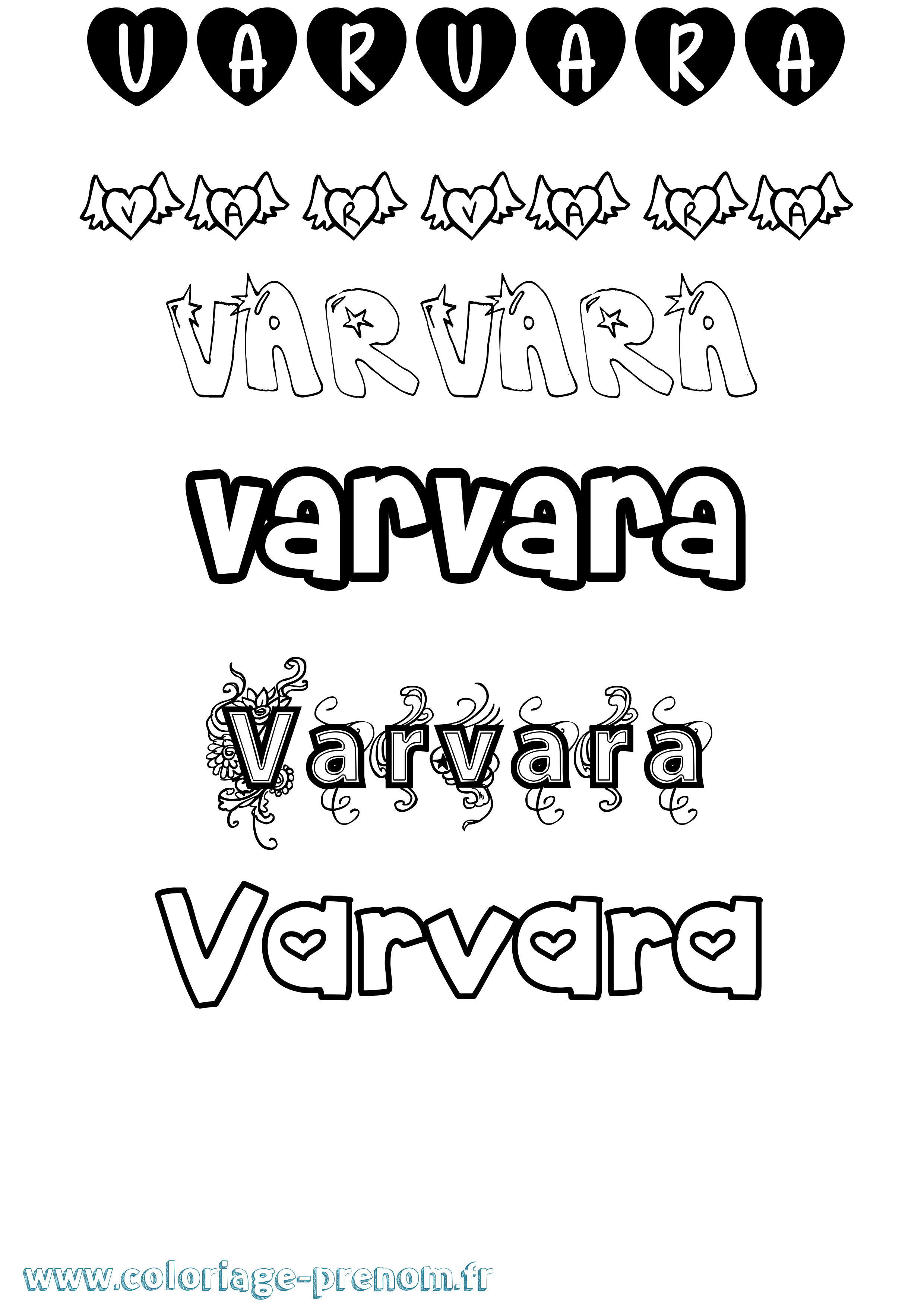 Coloriage prénom Varvara Girly