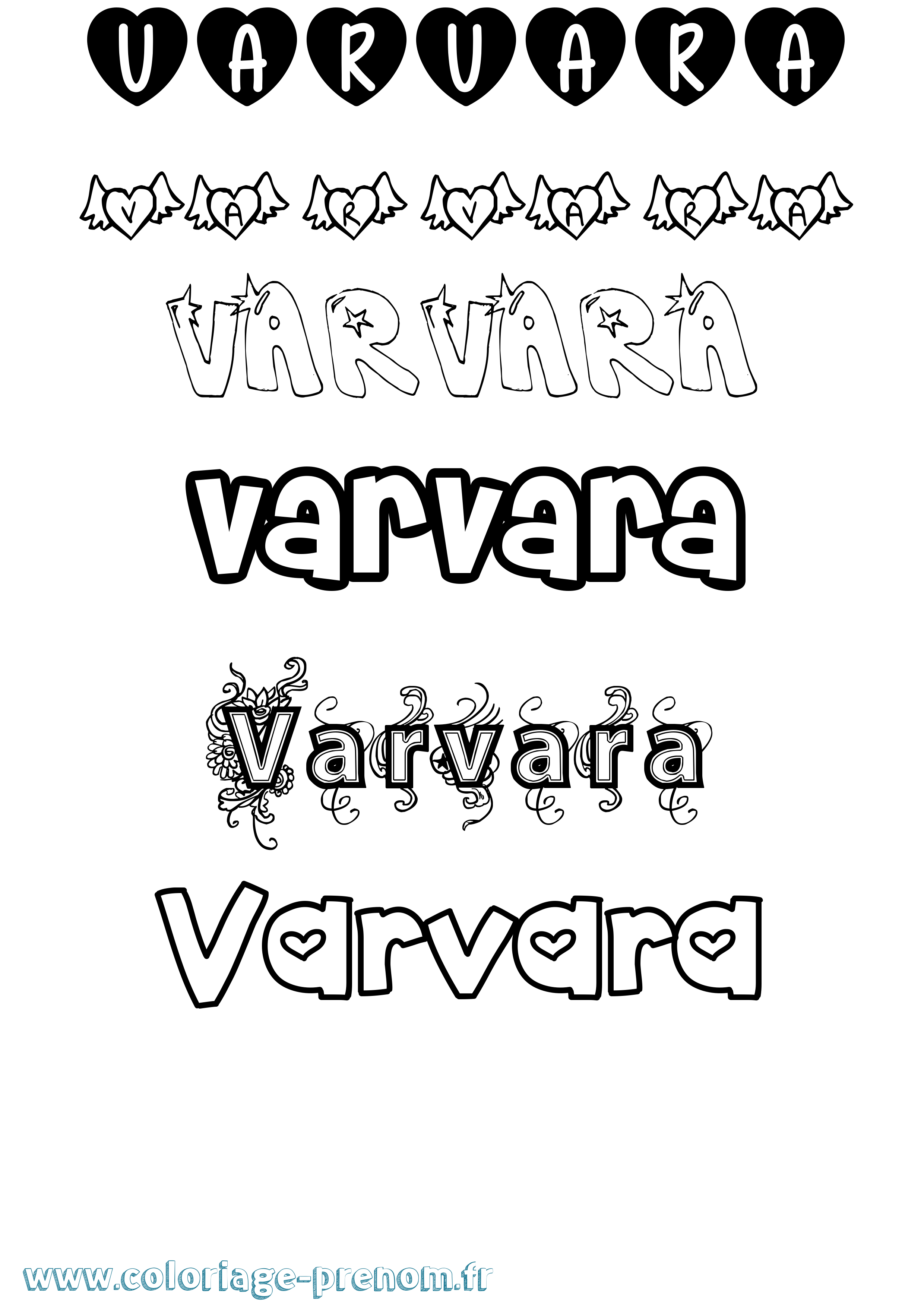 Coloriage Varvara Girly Coloriage prénom Varvara Girly