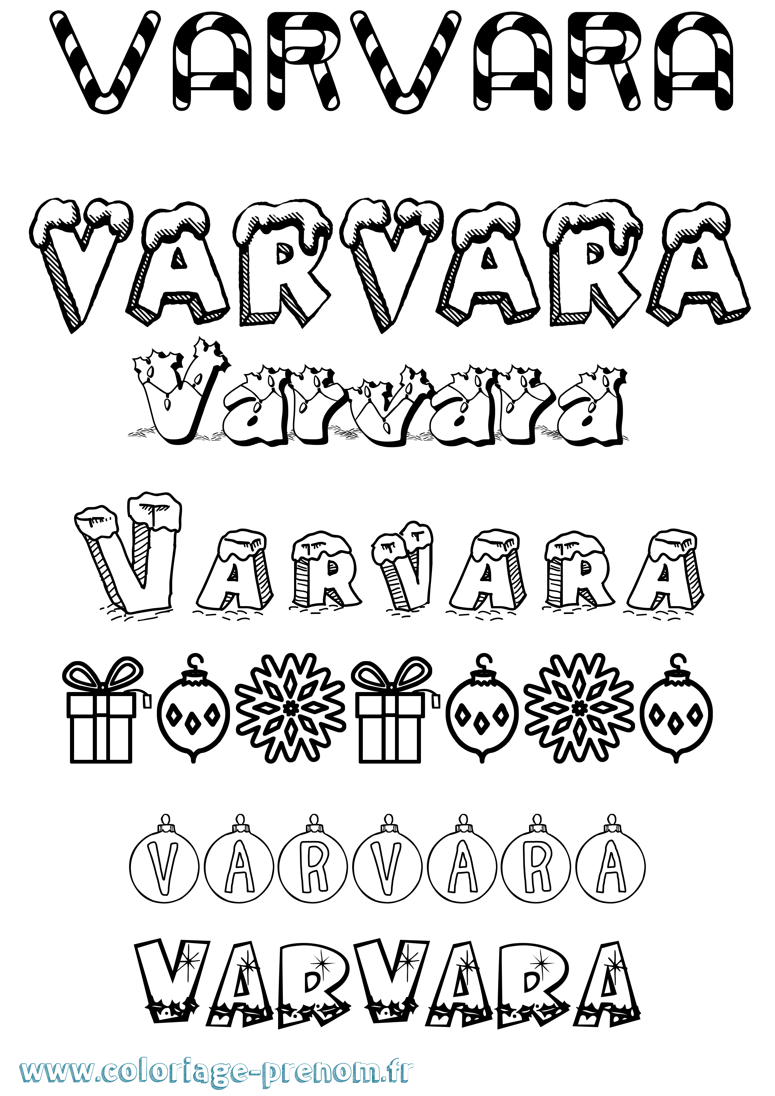 Coloriage Varvara Noël Coloriage prénom Varvara Noël
