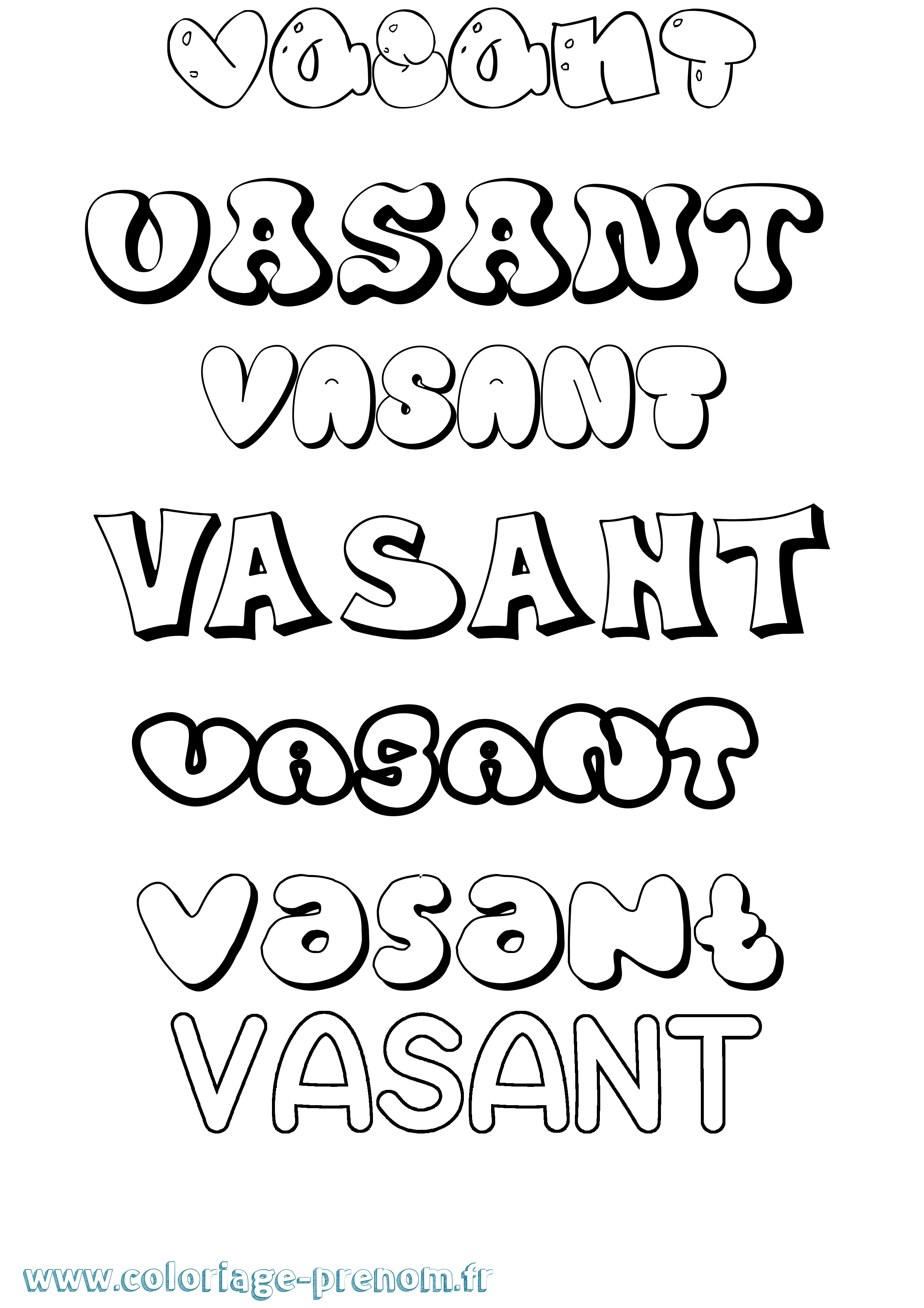 Coloriage Vasant Bubble Coloriage prénom Vasant Bubble