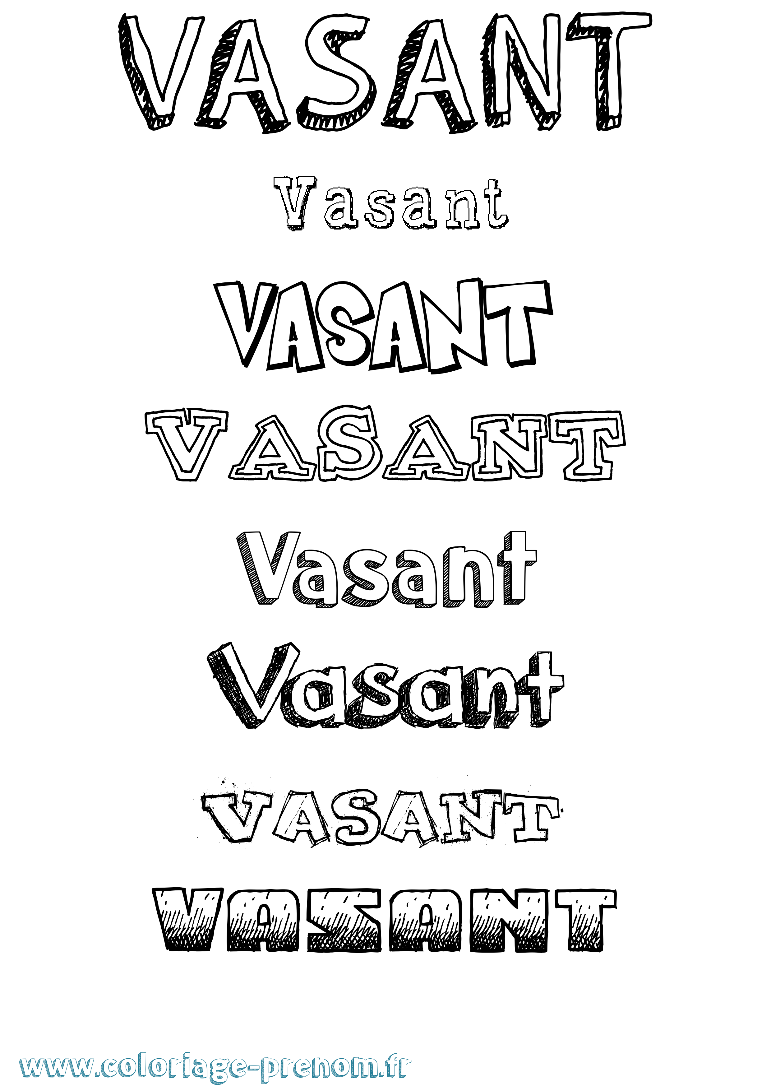 Coloriage Vasant Dessiné Coloriage prénom Vasant Dessiné