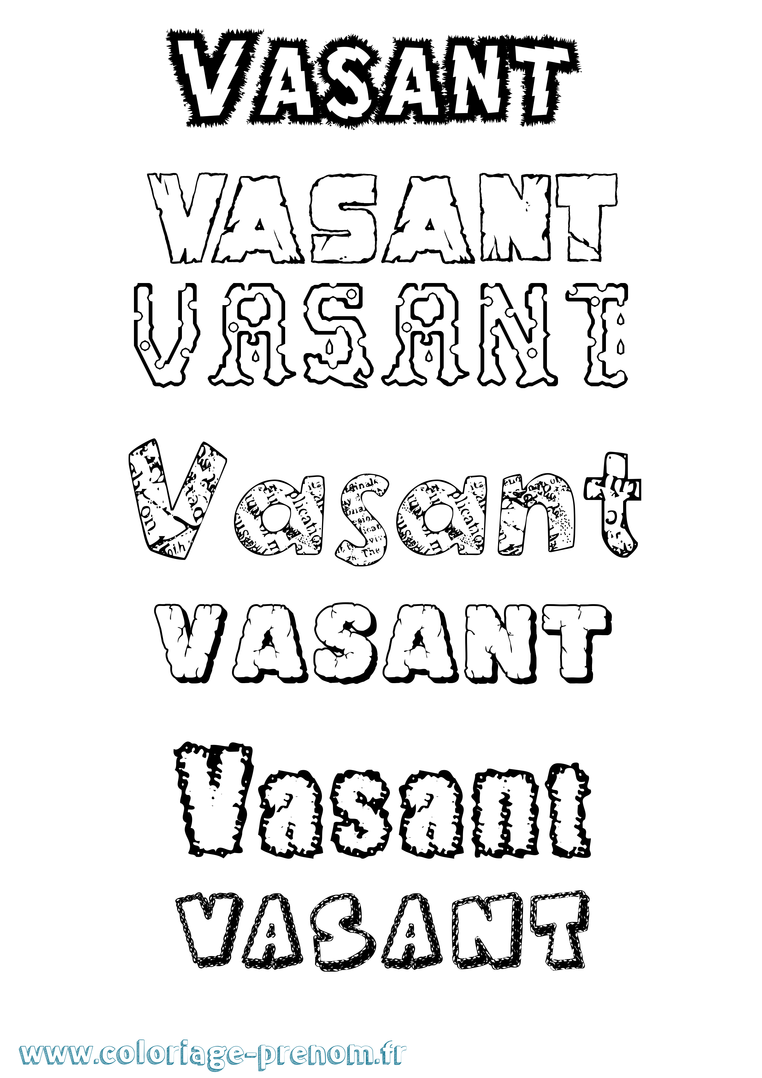 Coloriage Vasant Destructuré Coloriage prénom Vasant Destructuré