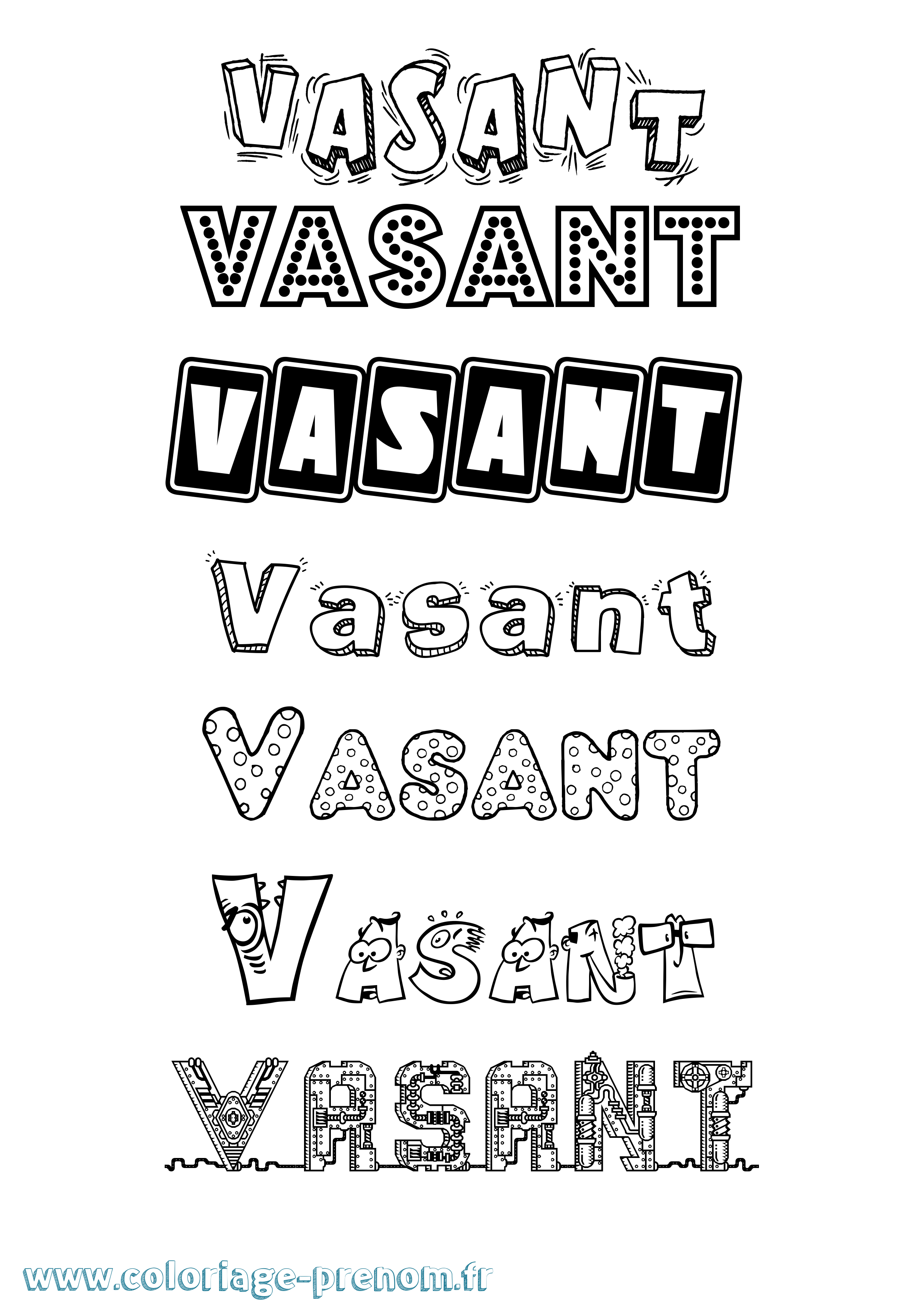 Coloriage Vasant Fun Coloriage prénom Vasant Fun