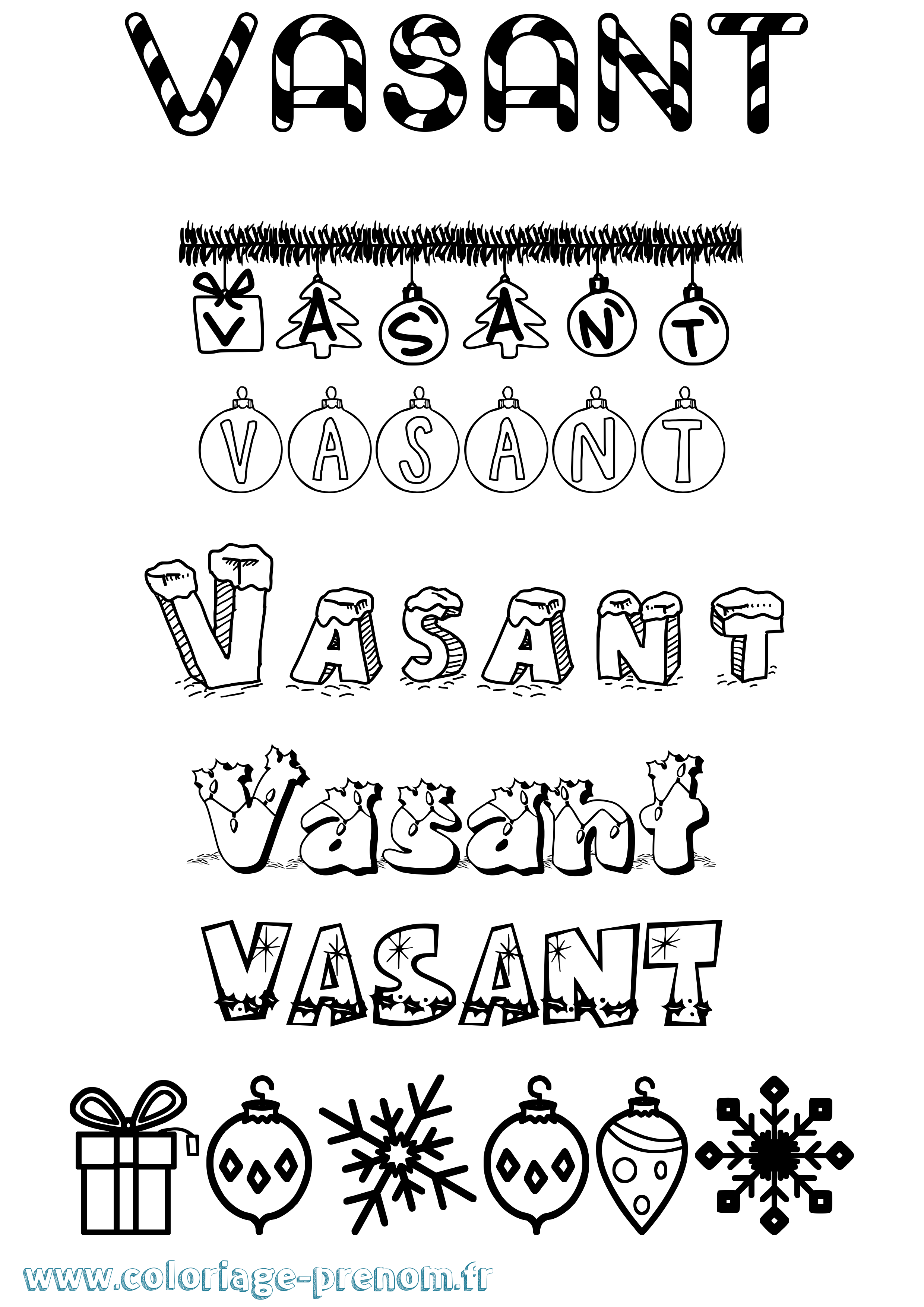 Coloriage Vasant Noël Coloriage prénom Vasant Noël
