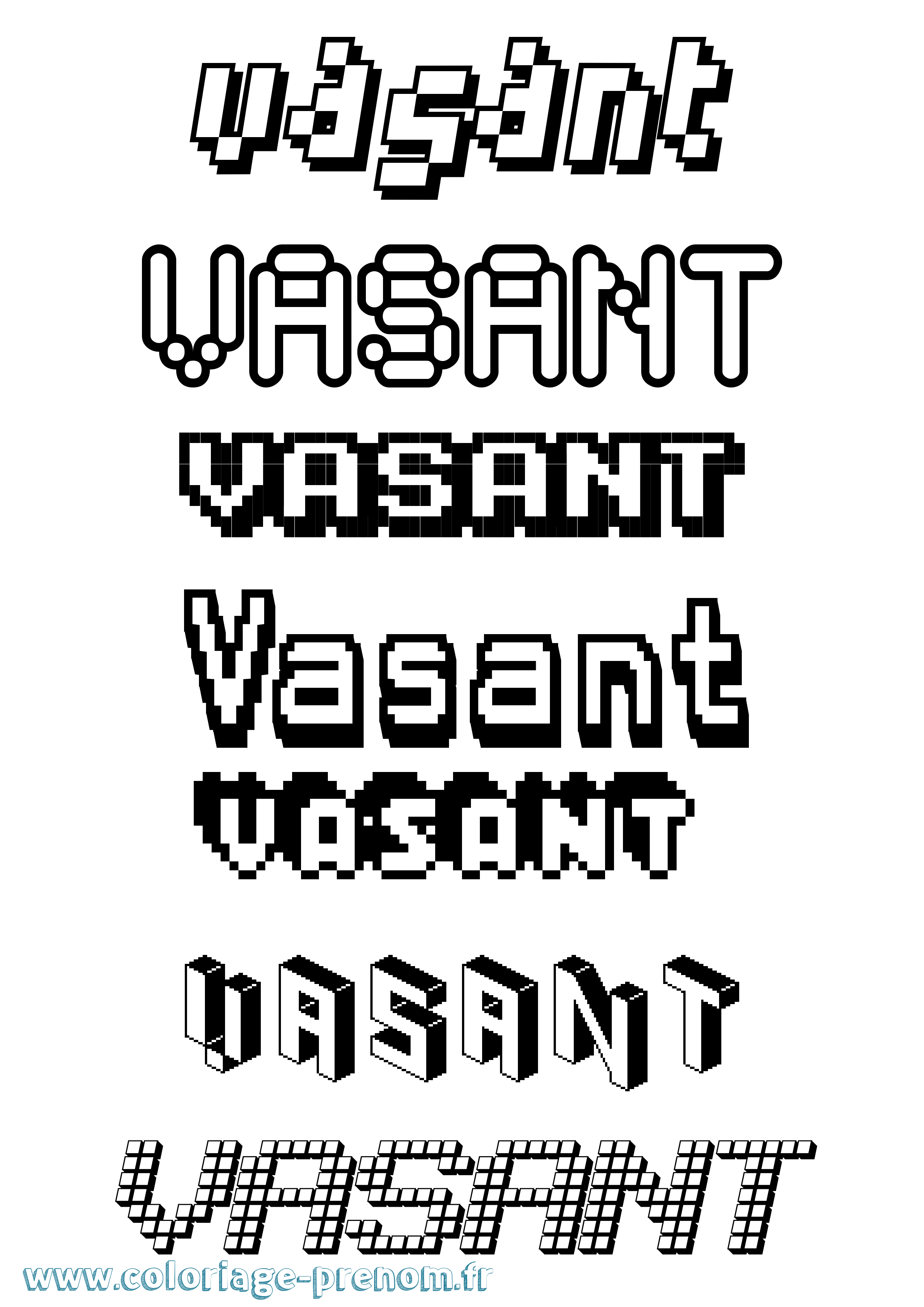 Coloriage Vasant Pixel Coloriage prénom Vasant Pixel