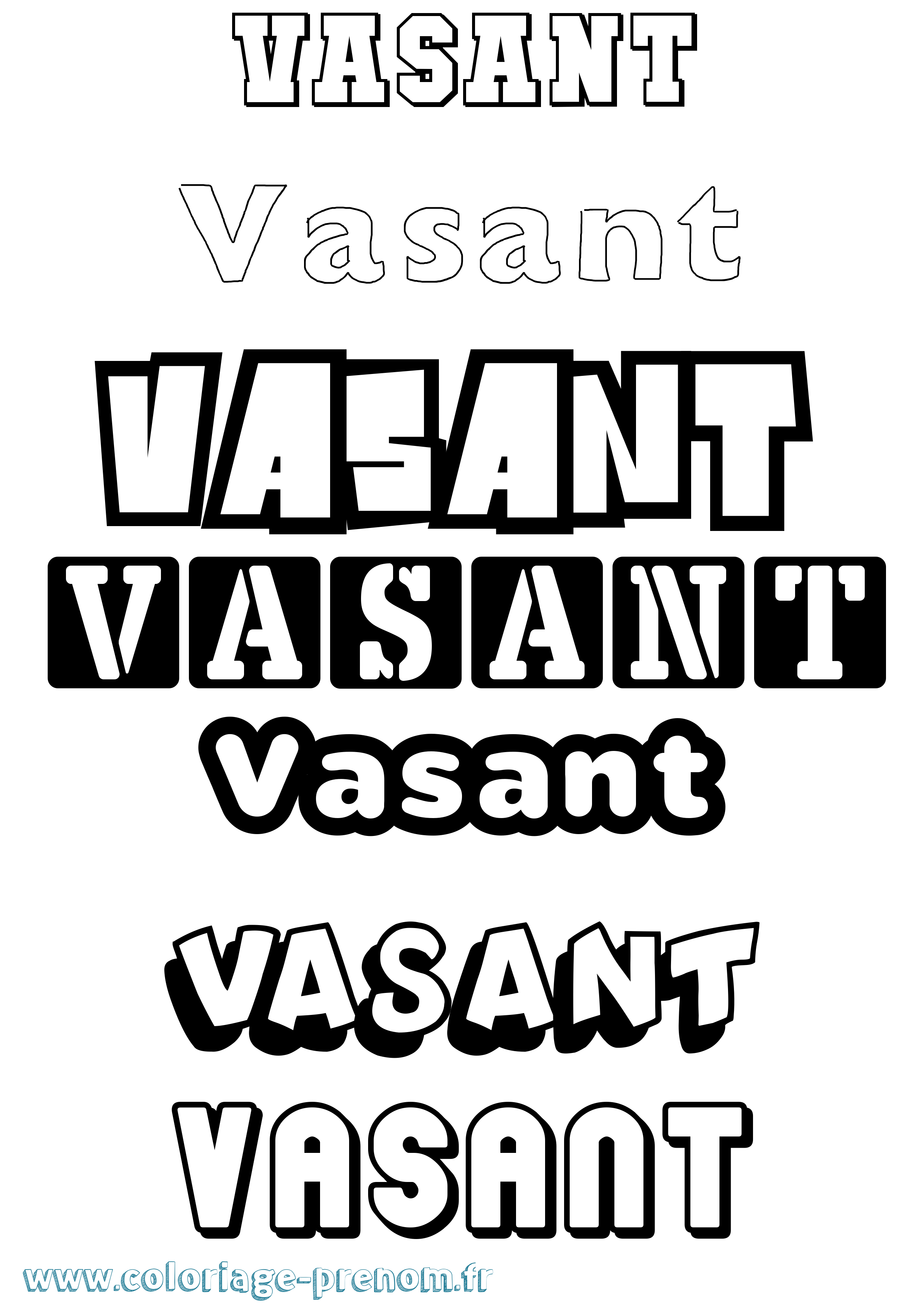 Coloriage Vasant Simple Coloriage prénom Vasant Simple