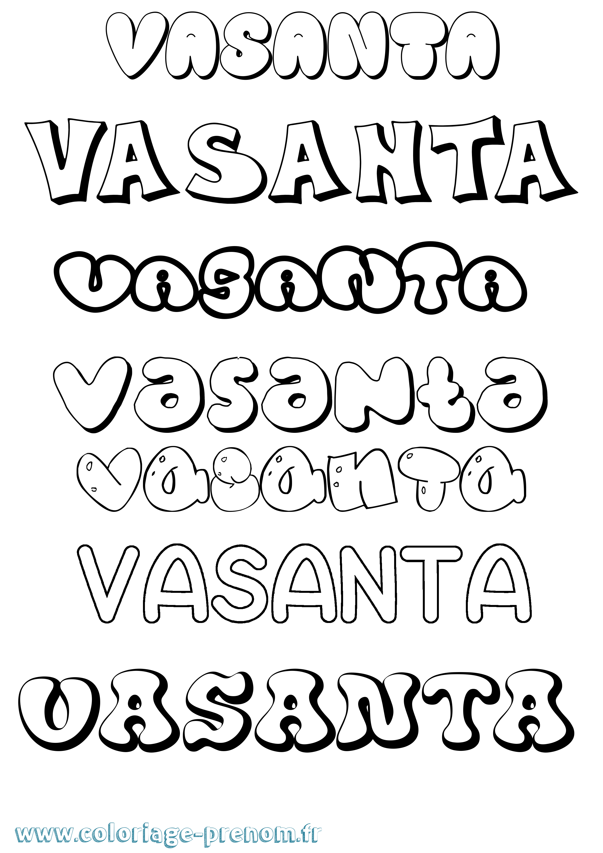 Coloriage prénom Vasanta Bubble