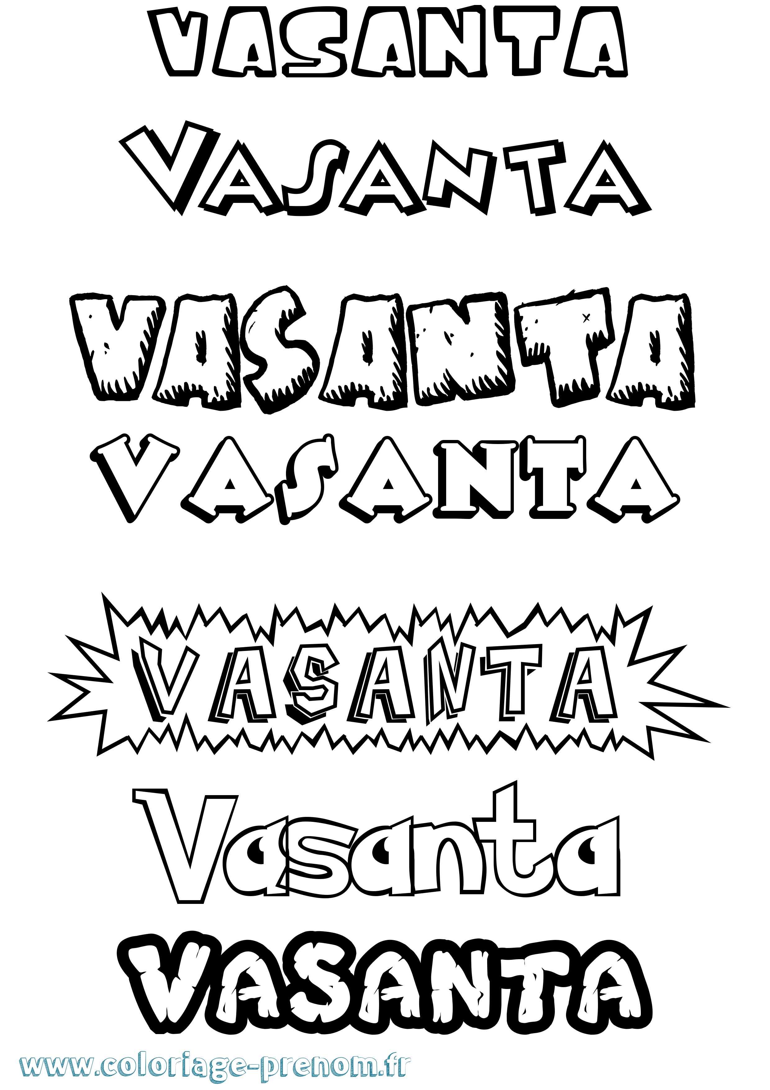 Coloriage prénom Vasanta Dessin Animé