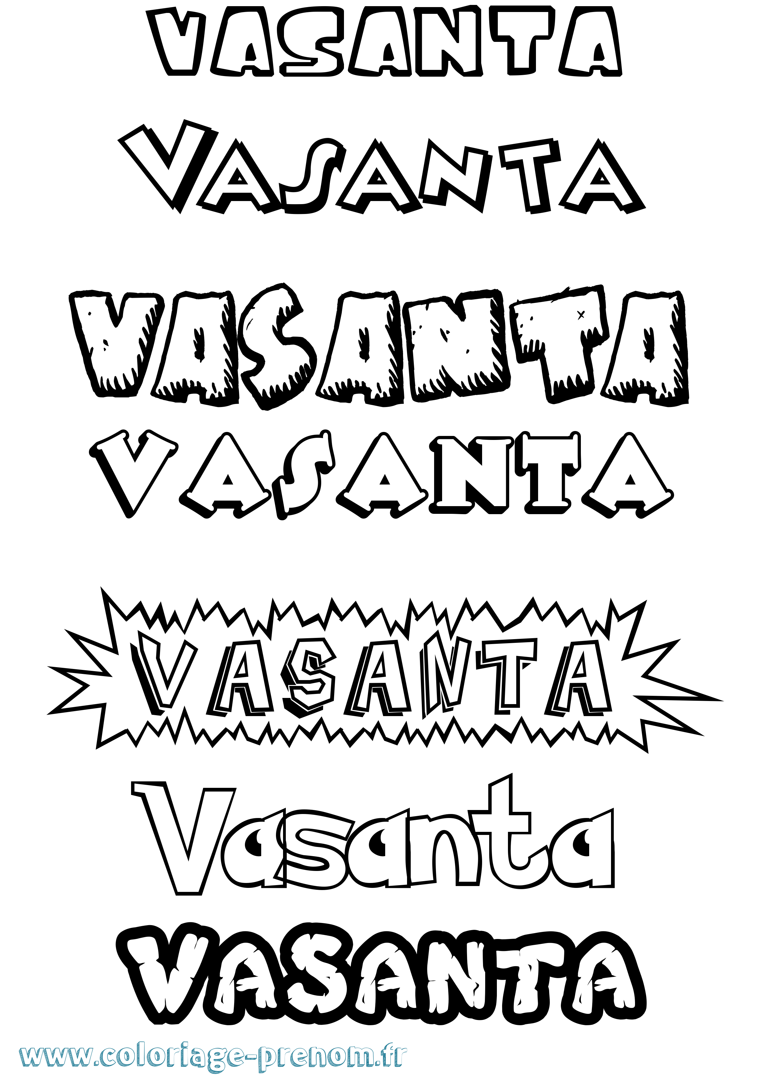 Coloriage Vasanta Dessin Animé Coloriage prénom Vasanta Dessin Animé