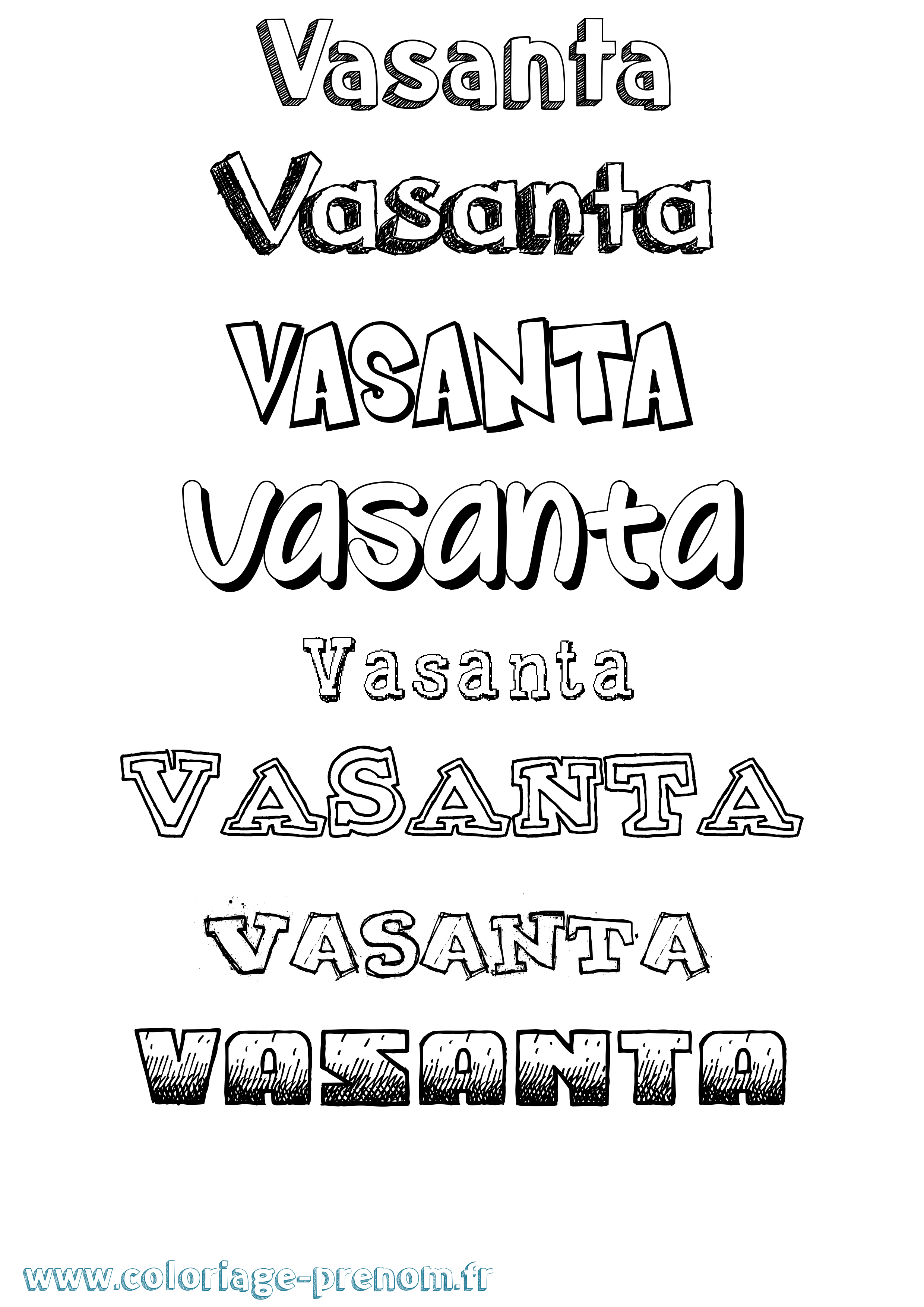 Coloriage Vasanta Dessiné Coloriage prénom Vasanta Dessiné