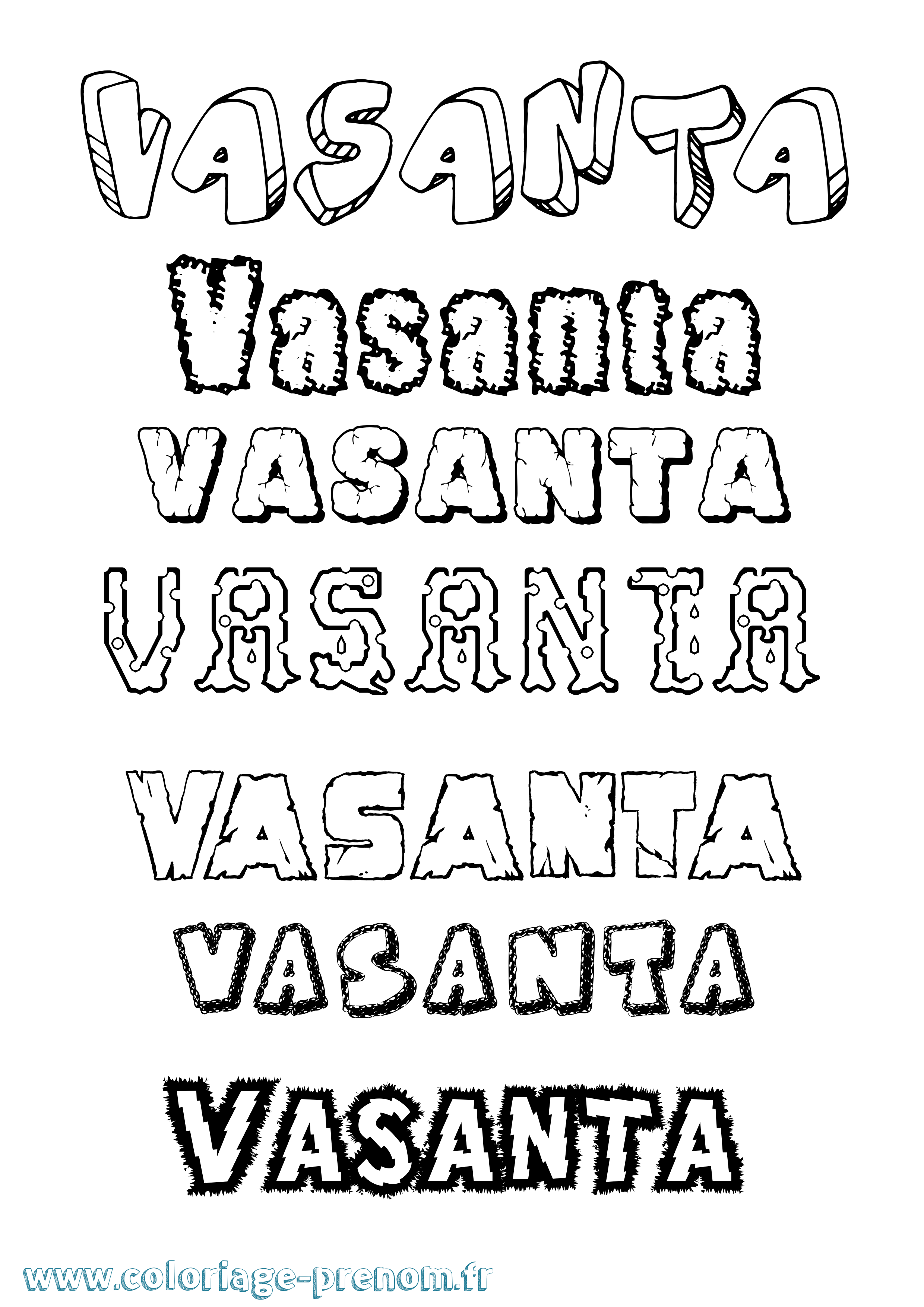 Coloriage Vasanta Destructuré Coloriage prénom Vasanta Destructuré