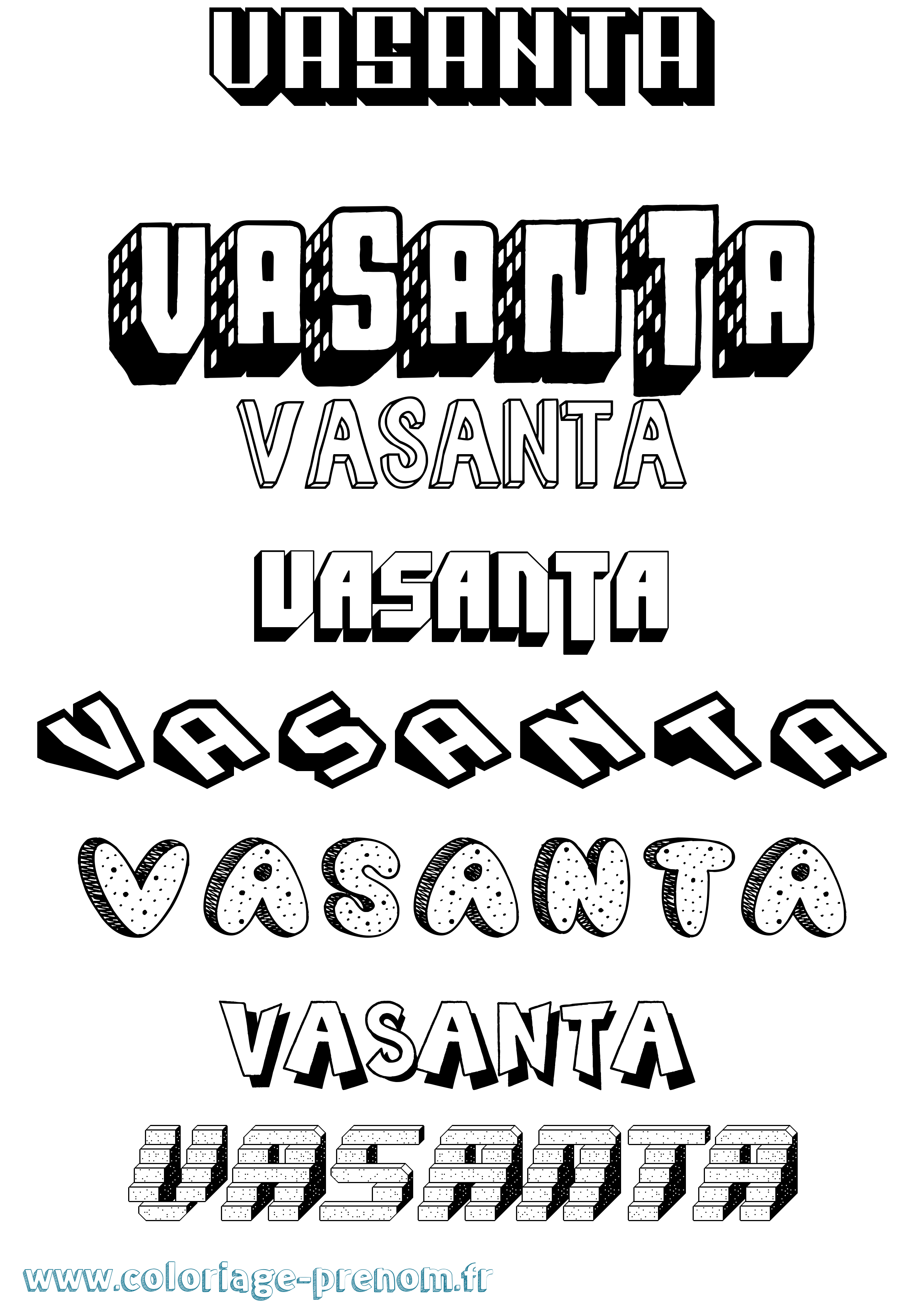 Coloriage Vasanta Effet 3D Coloriage prénom Vasanta Effet 3D