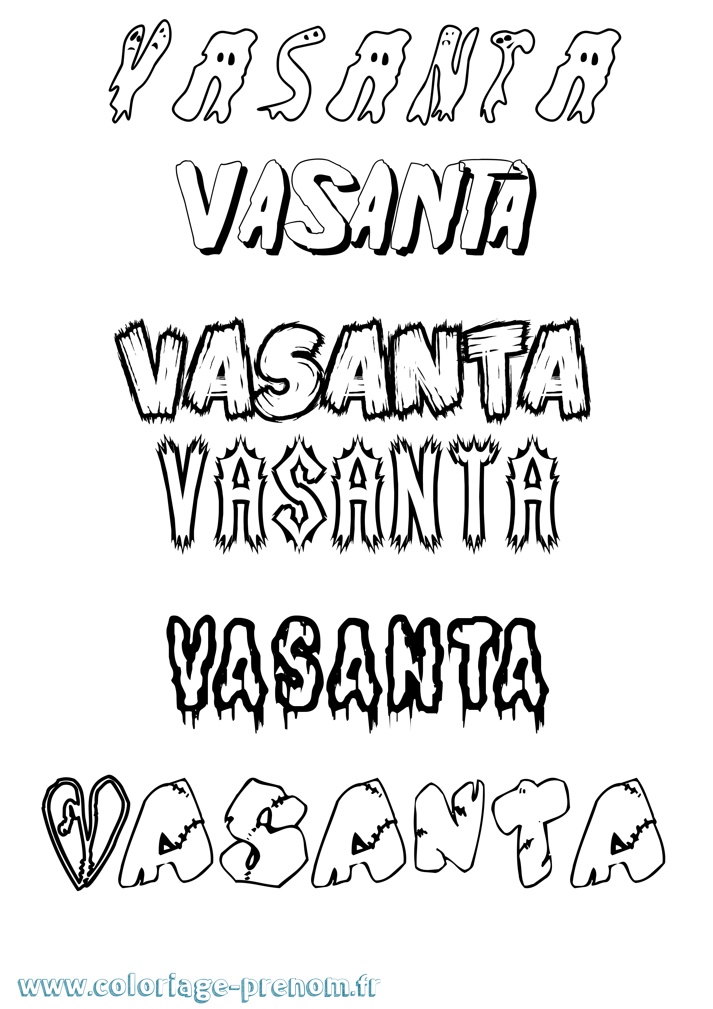 Coloriage Vasanta Frisson Coloriage prénom Vasanta Frisson