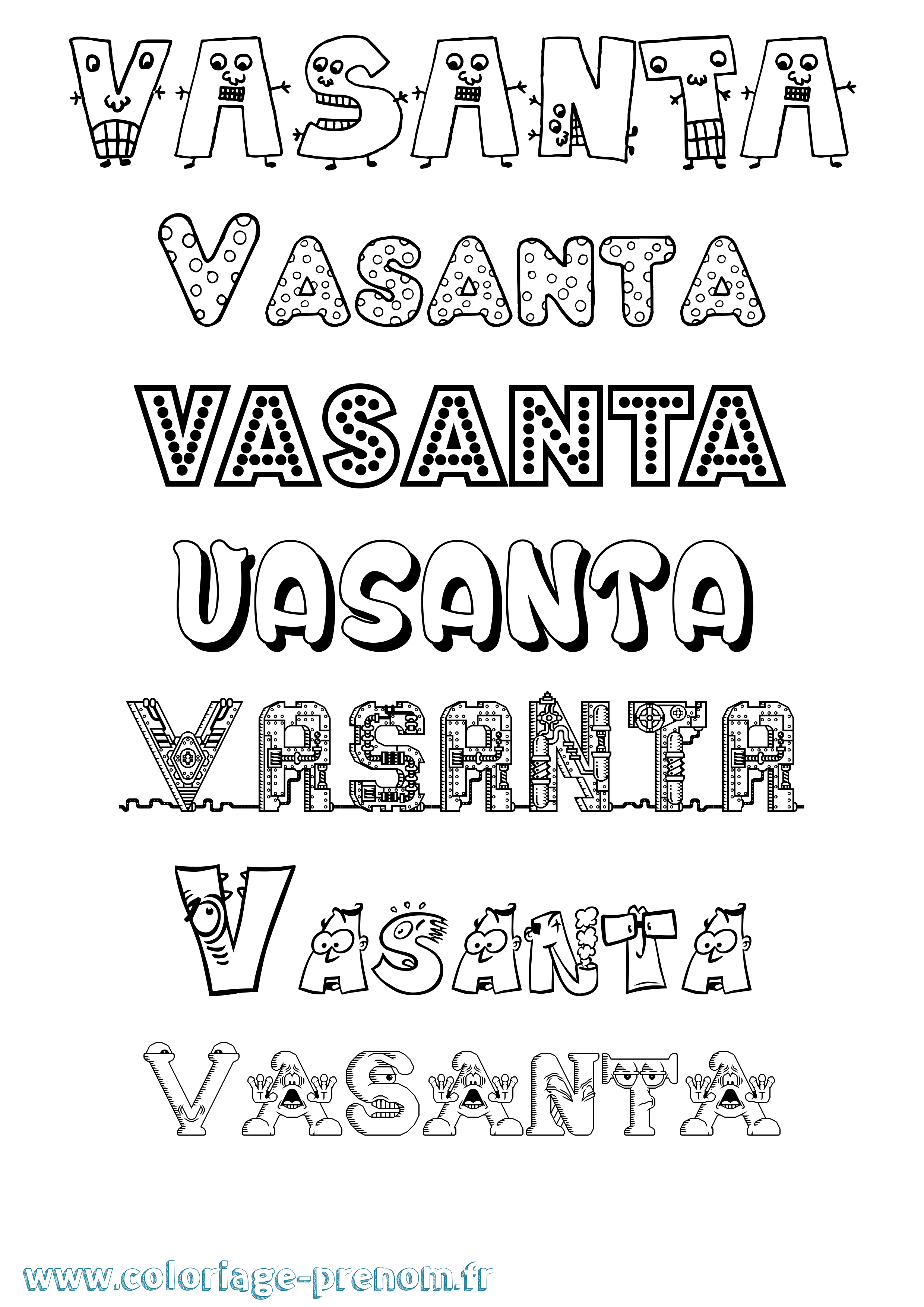 Coloriage Vasanta Fun Coloriage prénom Vasanta Fun