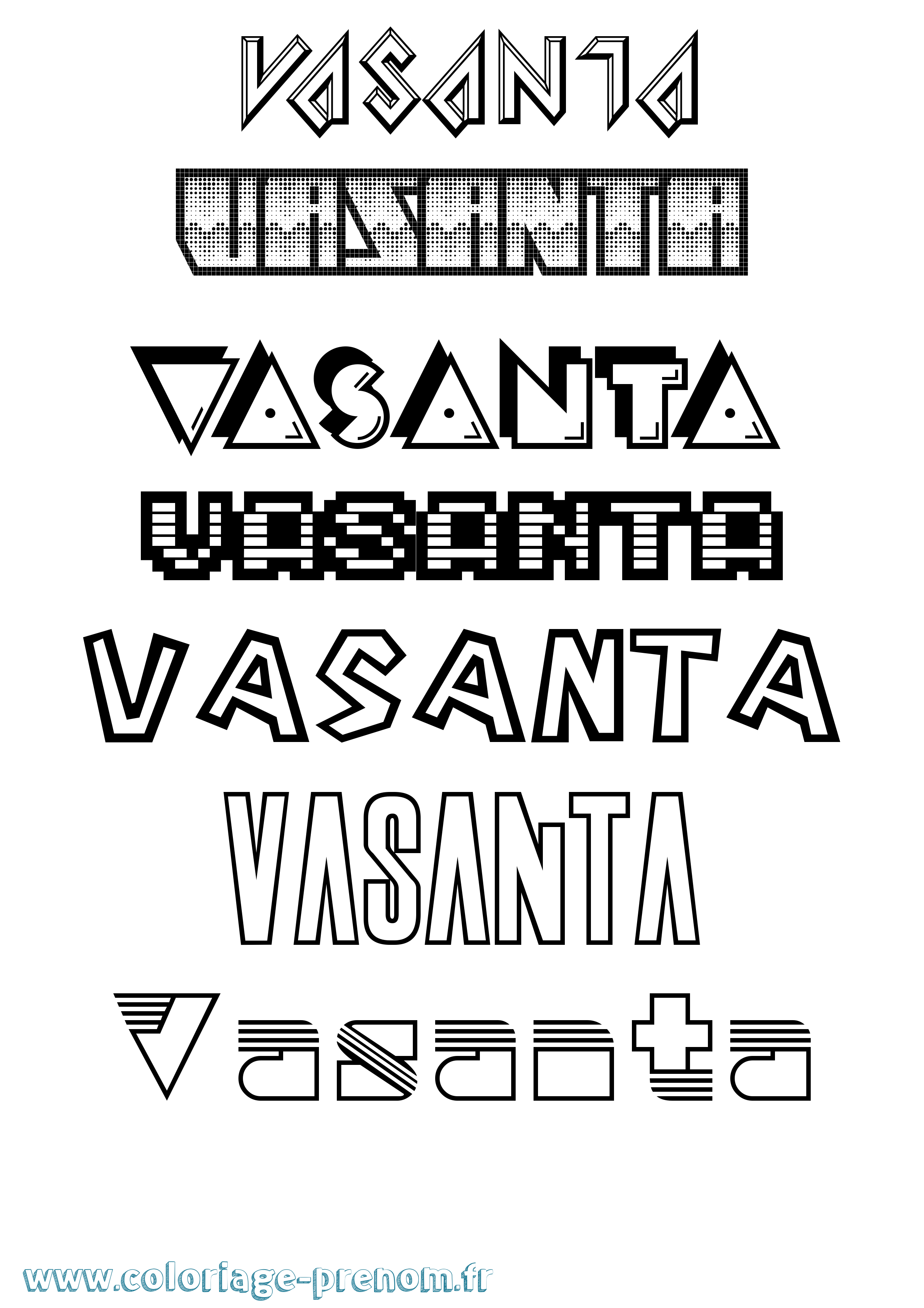 Coloriage Vasanta Jeux Vidéos Coloriage prénom Vasanta Jeux Vidéos