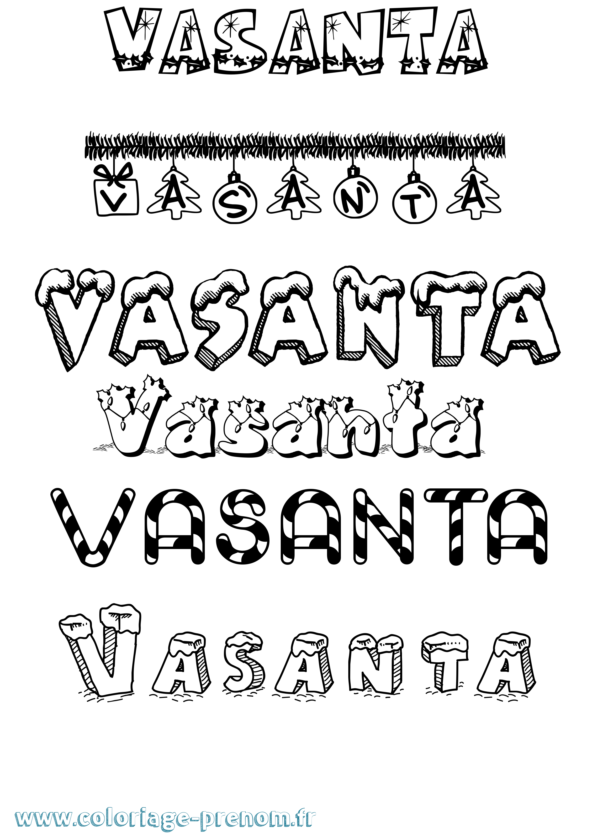 Coloriage Vasanta Noël Coloriage prénom Vasanta Noël