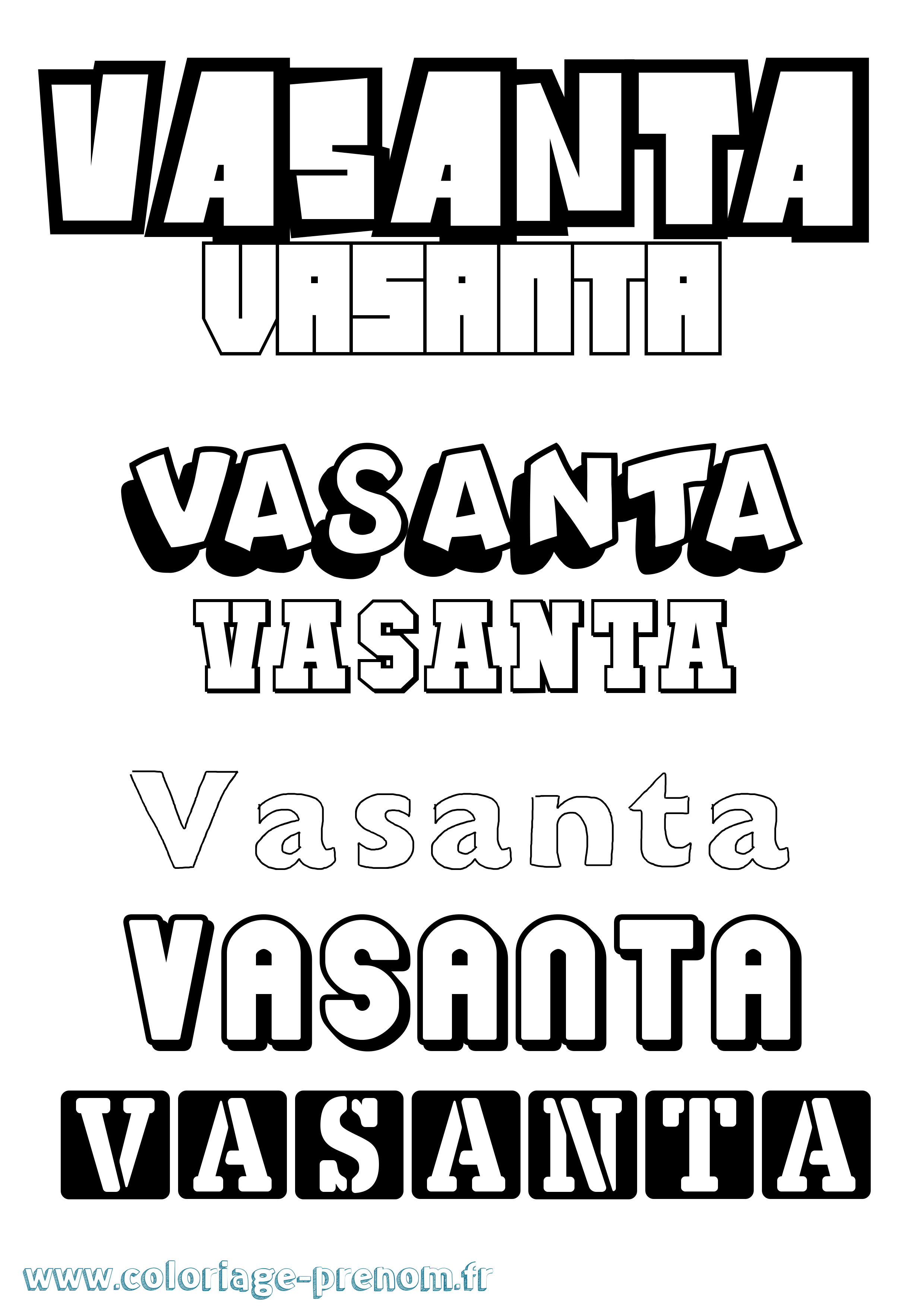 Coloriage Vasanta Simple Coloriage prénom Vasanta Simple
