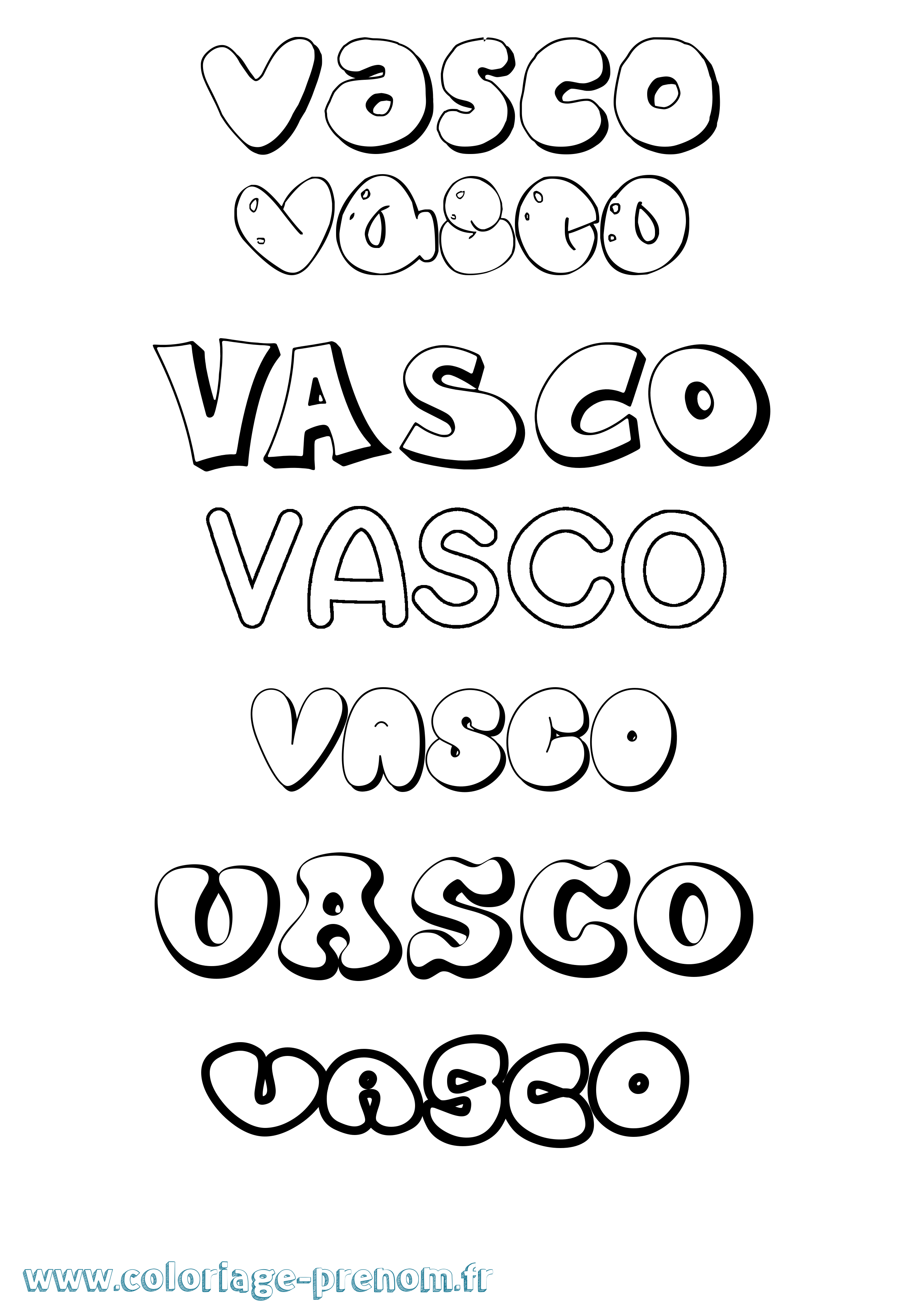Coloriage Vasco Coloriage prénom Vasco