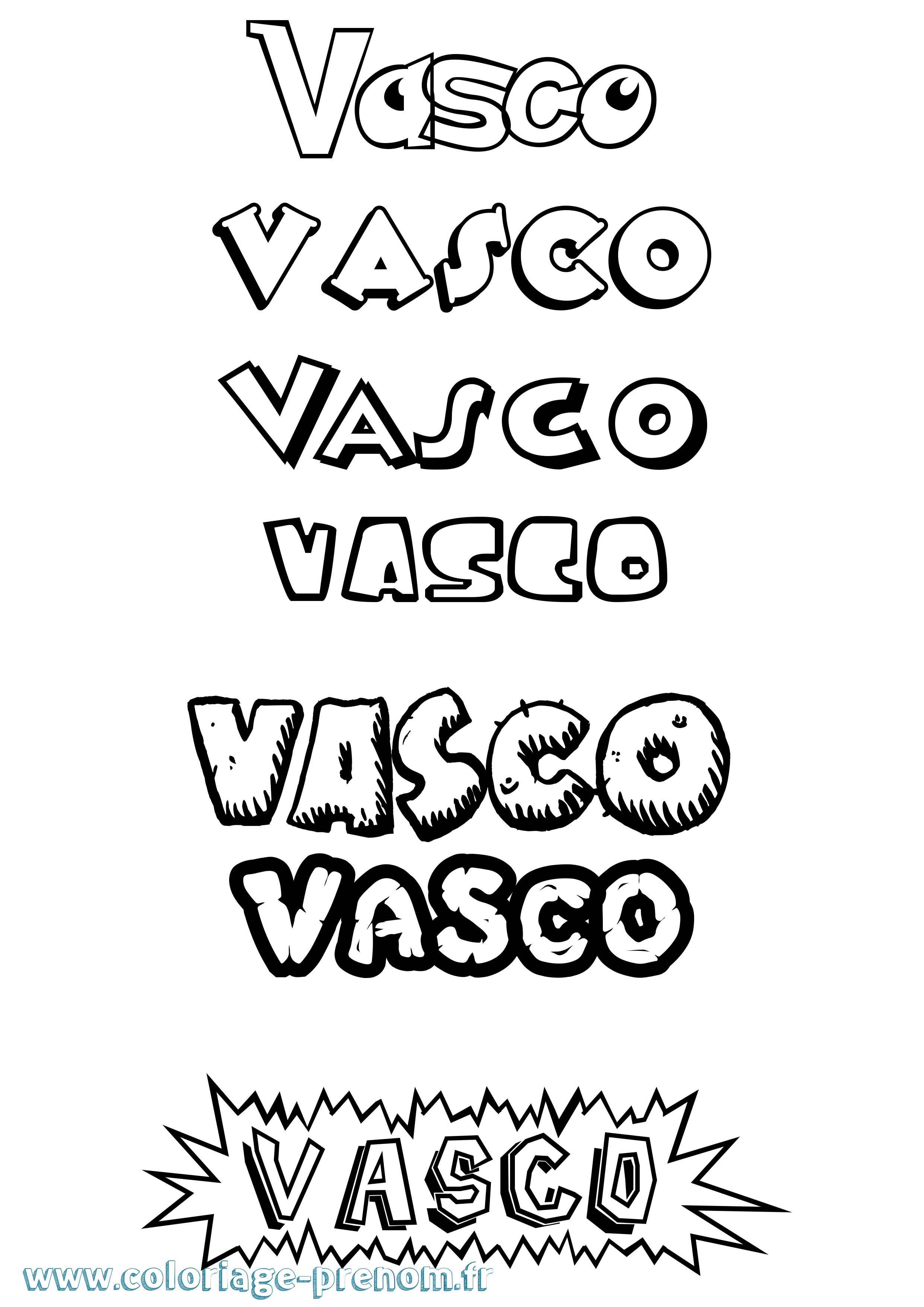 Coloriage prénom Vasco Dessin Animé