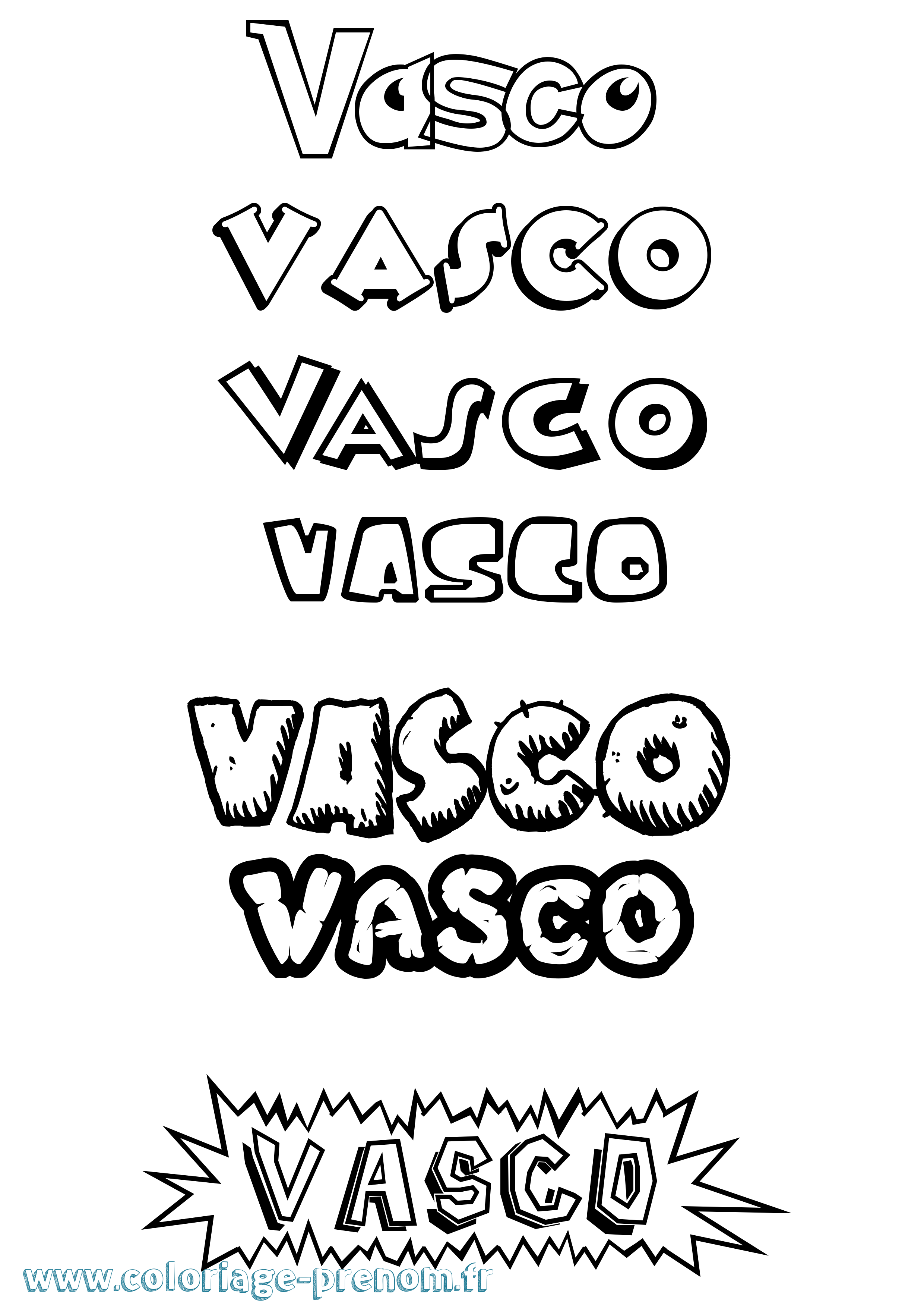 Coloriage Vasco Coloriage prénom Vasco