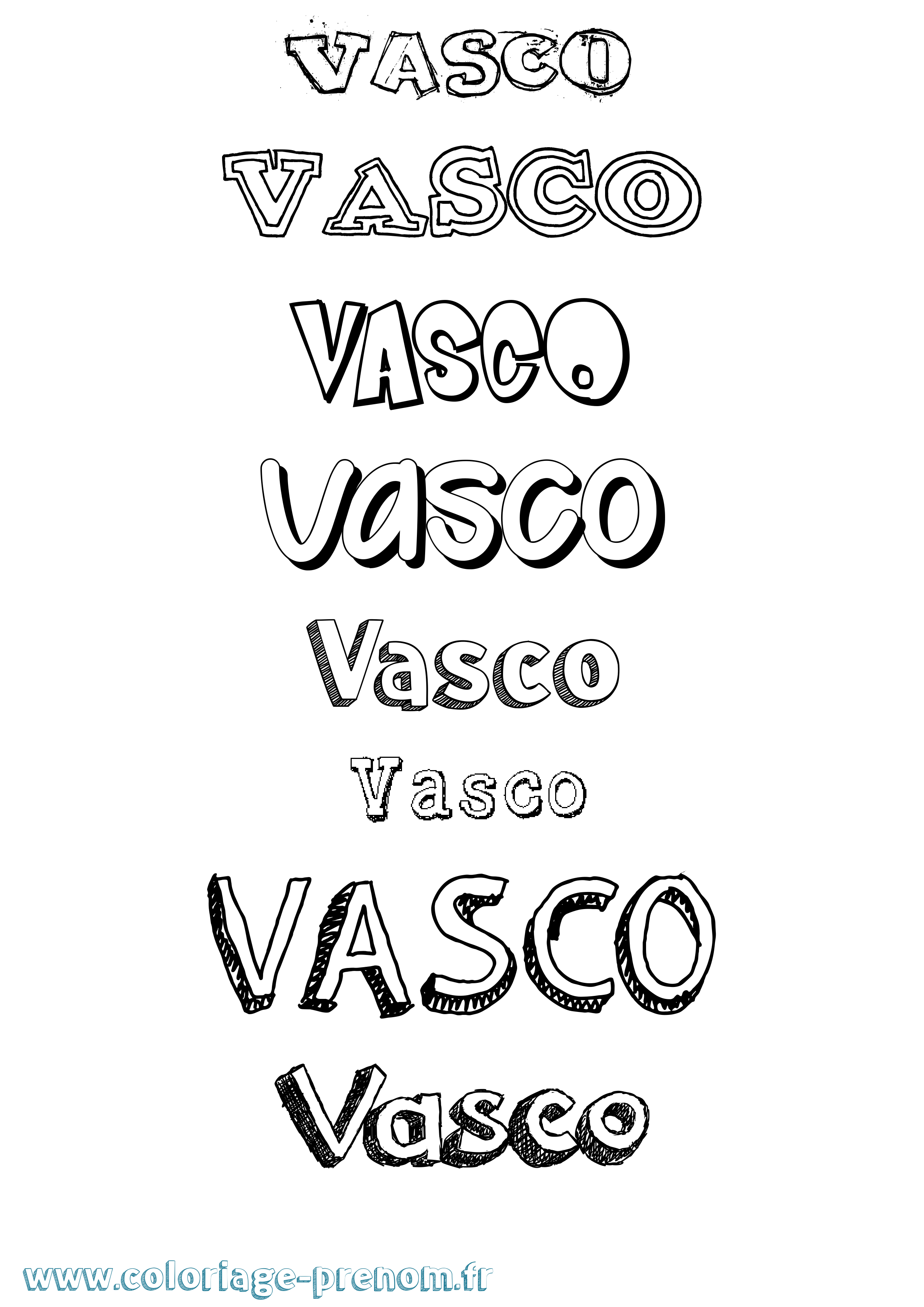 Coloriage Vasco Coloriage prénom Vasco