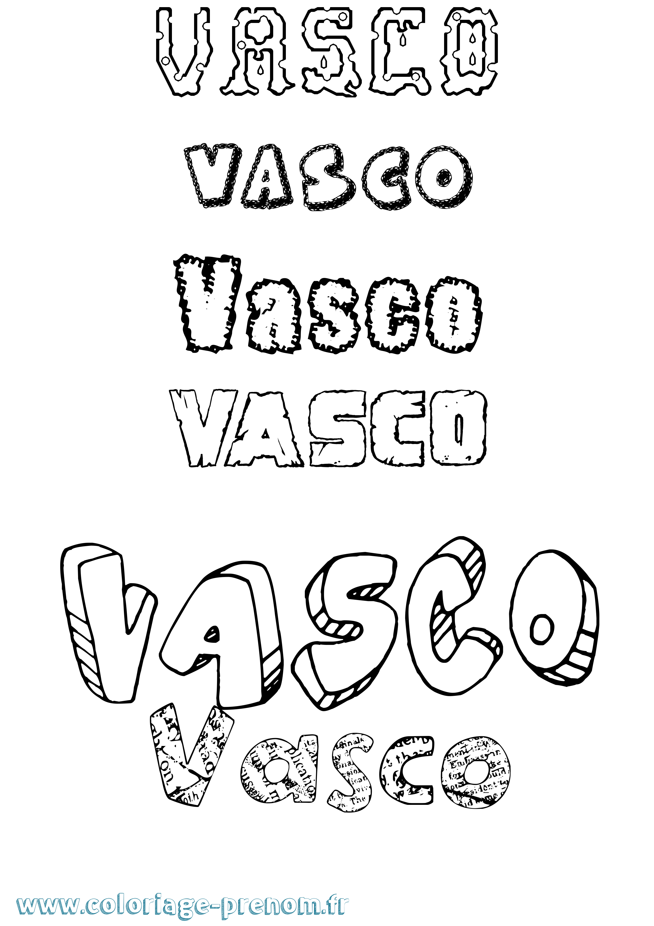 Coloriage prénom Vasco Destructuré