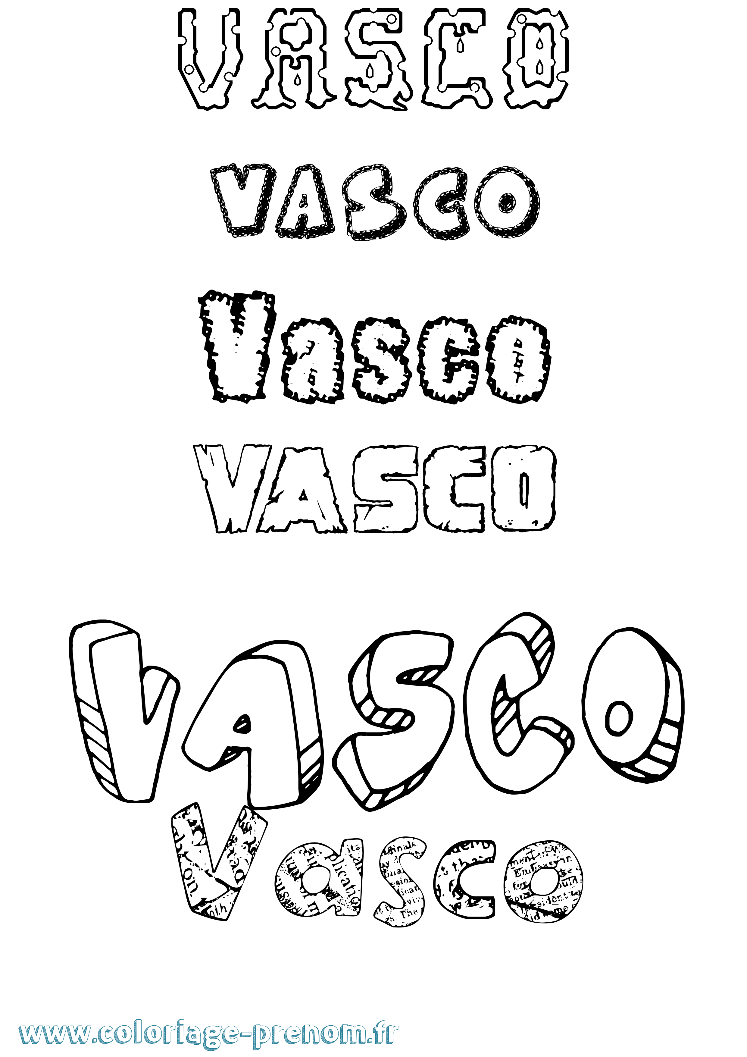 Coloriage Vasco Coloriage prénom Vasco