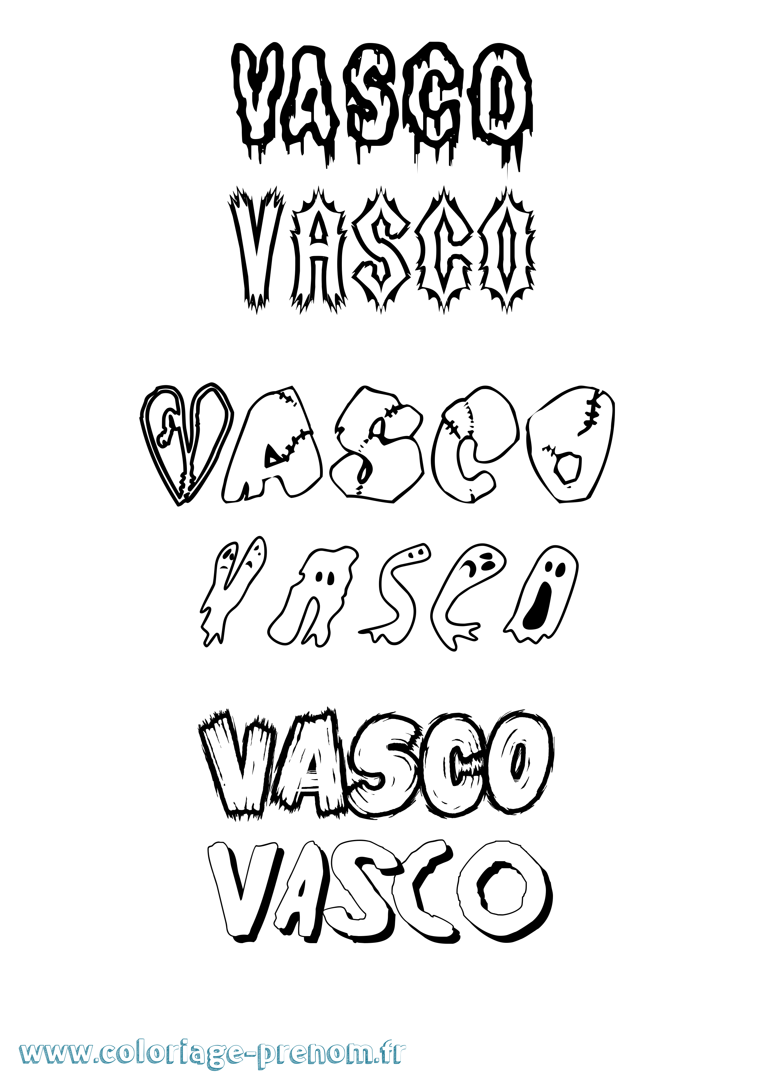 Coloriage prénom Vasco Frisson