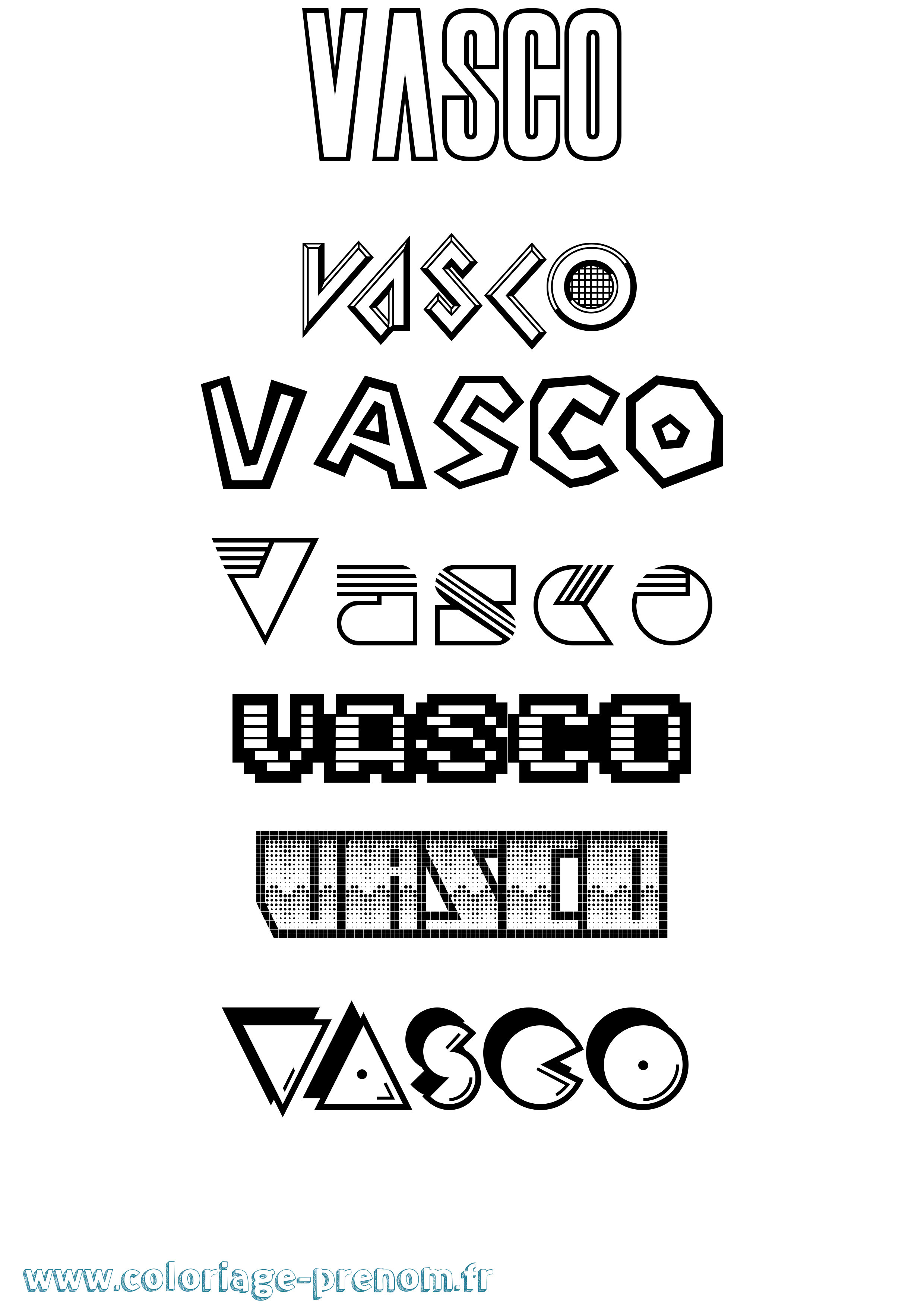 Coloriage Vasco Coloriage prénom Vasco