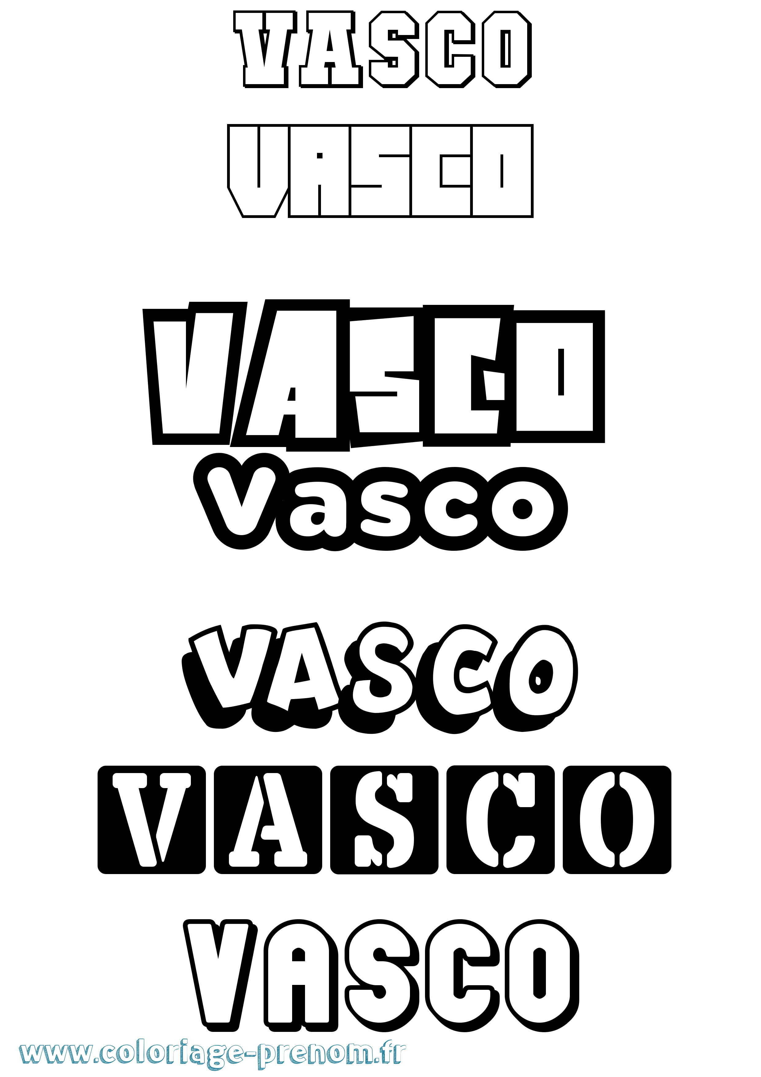 Coloriage prénom Vasco Simple