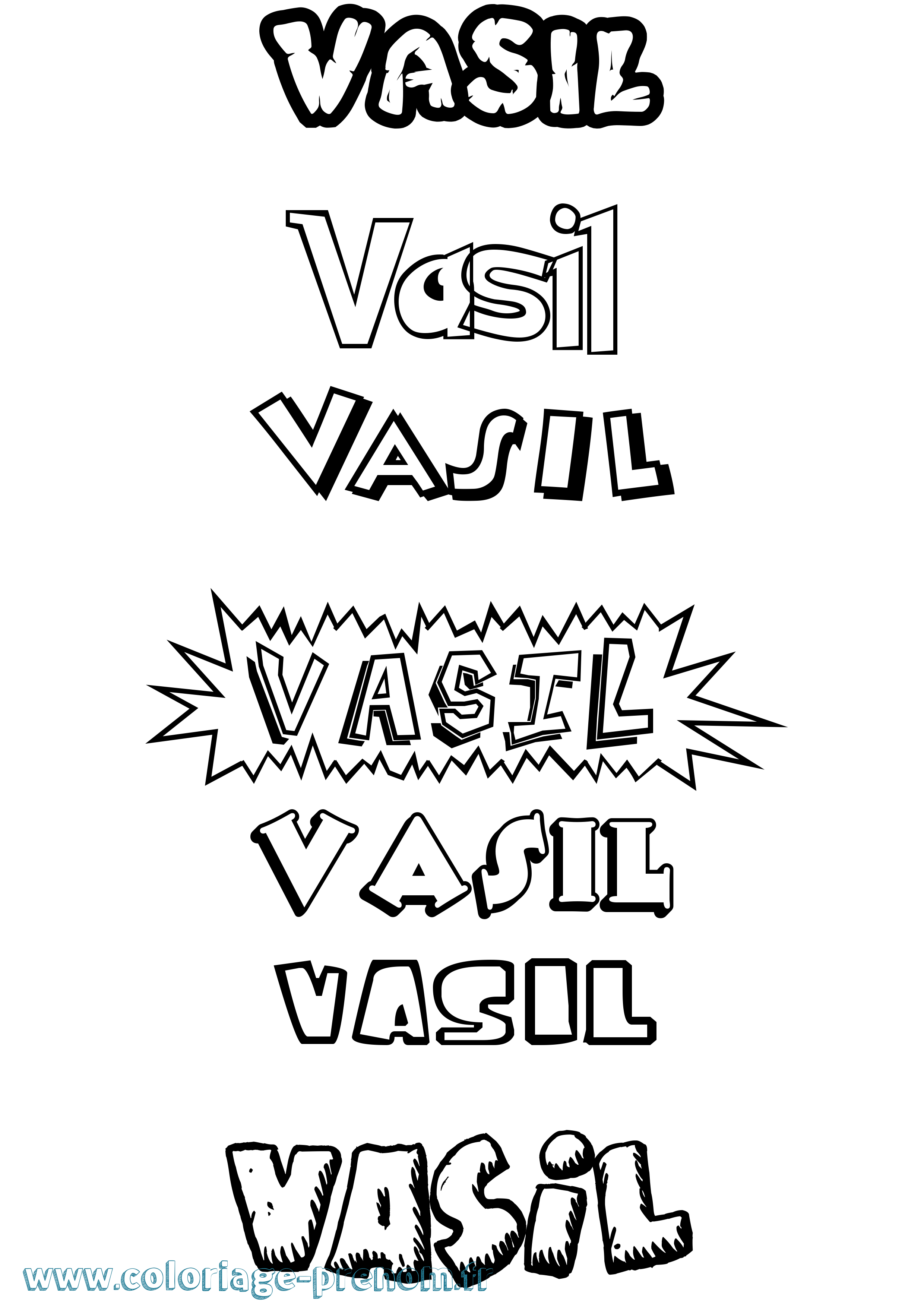 Coloriage prénom Vasil Dessin Animé