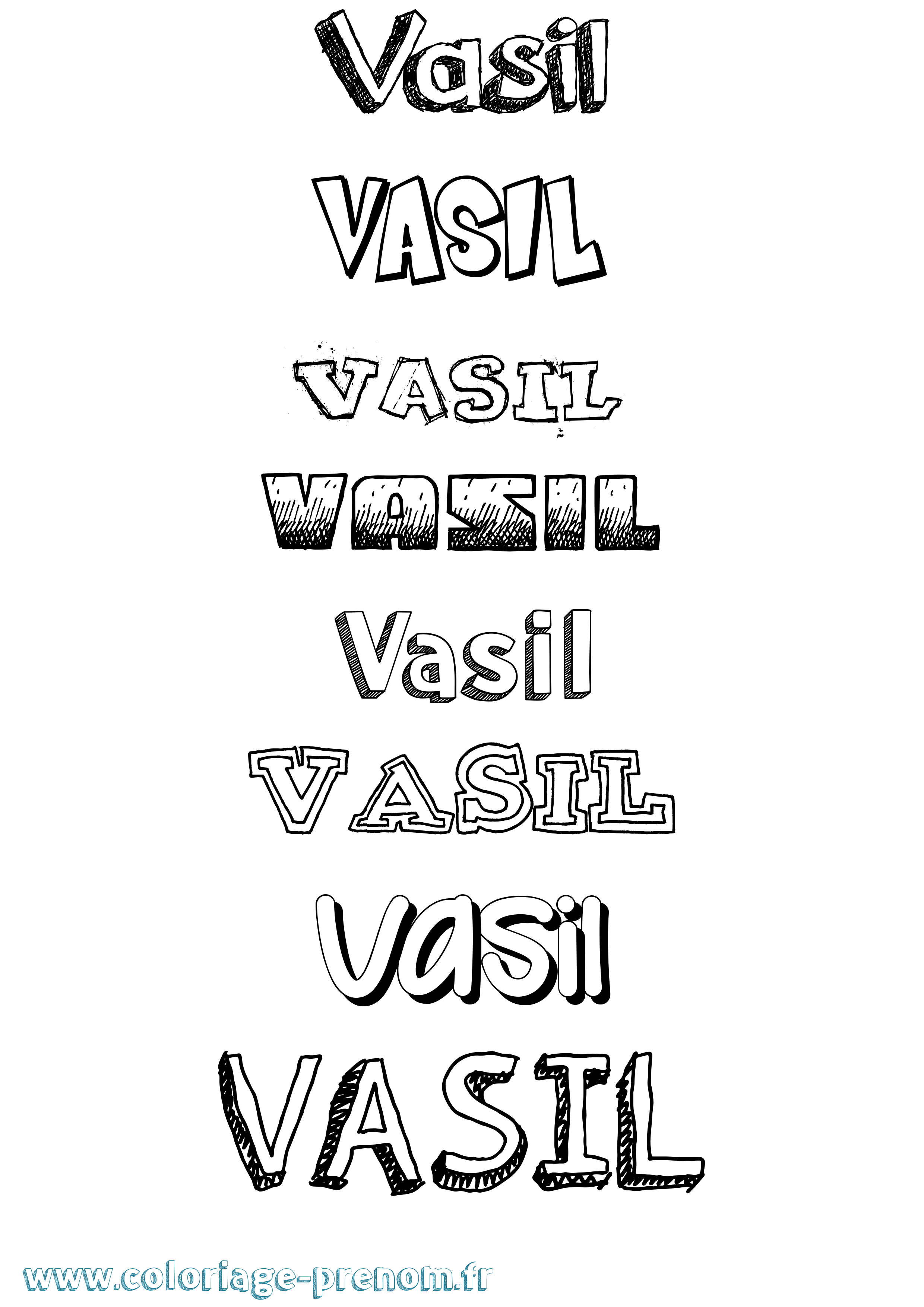 Coloriage prénom Vasil Dessiné