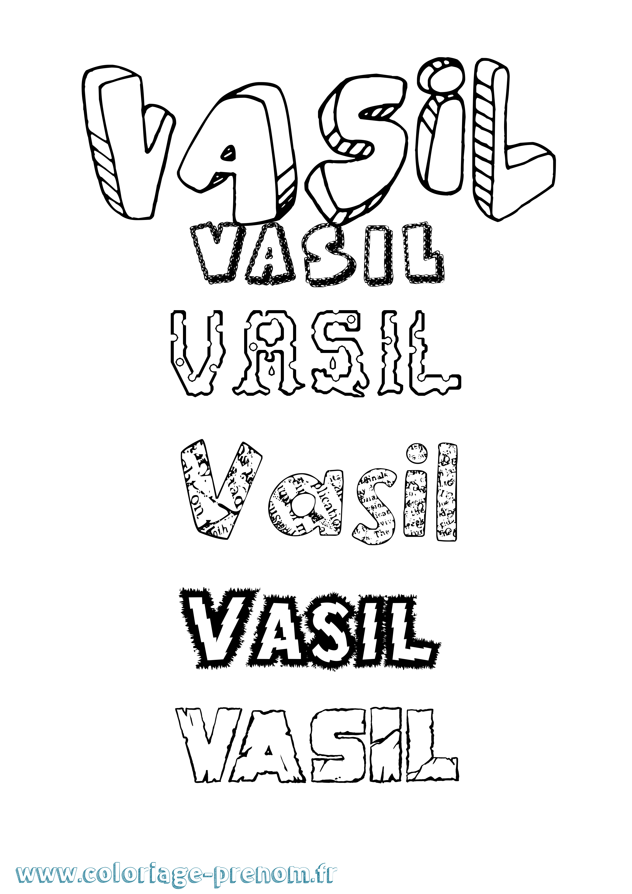 Coloriage prénom Vasil Destructuré