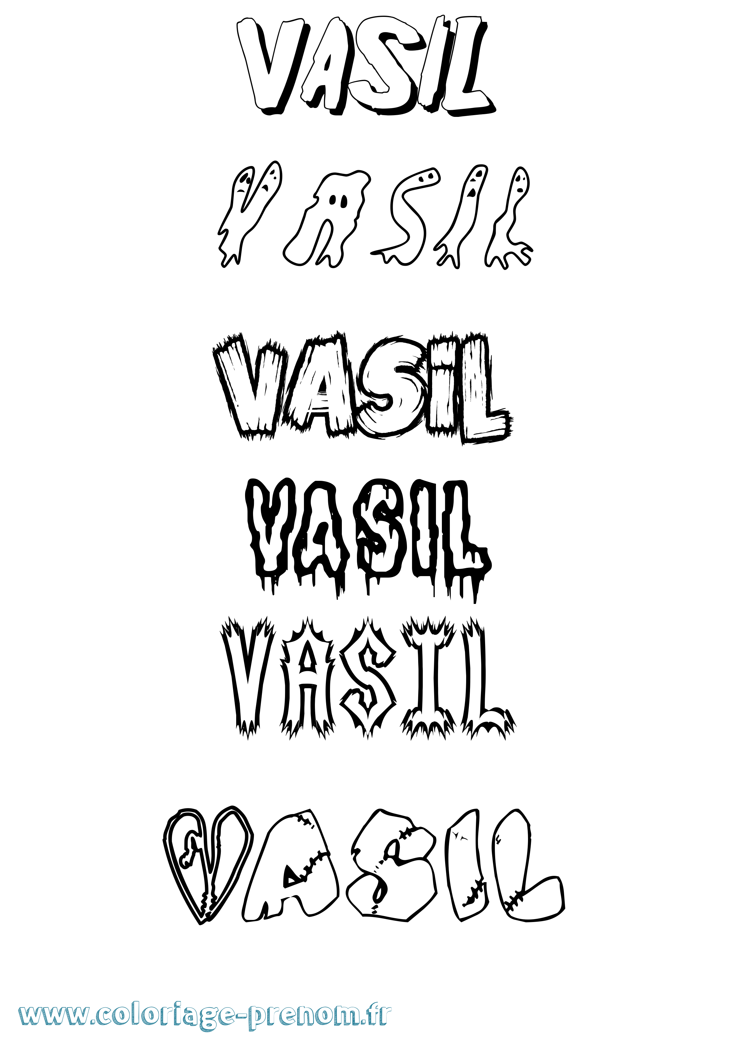 Coloriage prénom Vasil Frisson