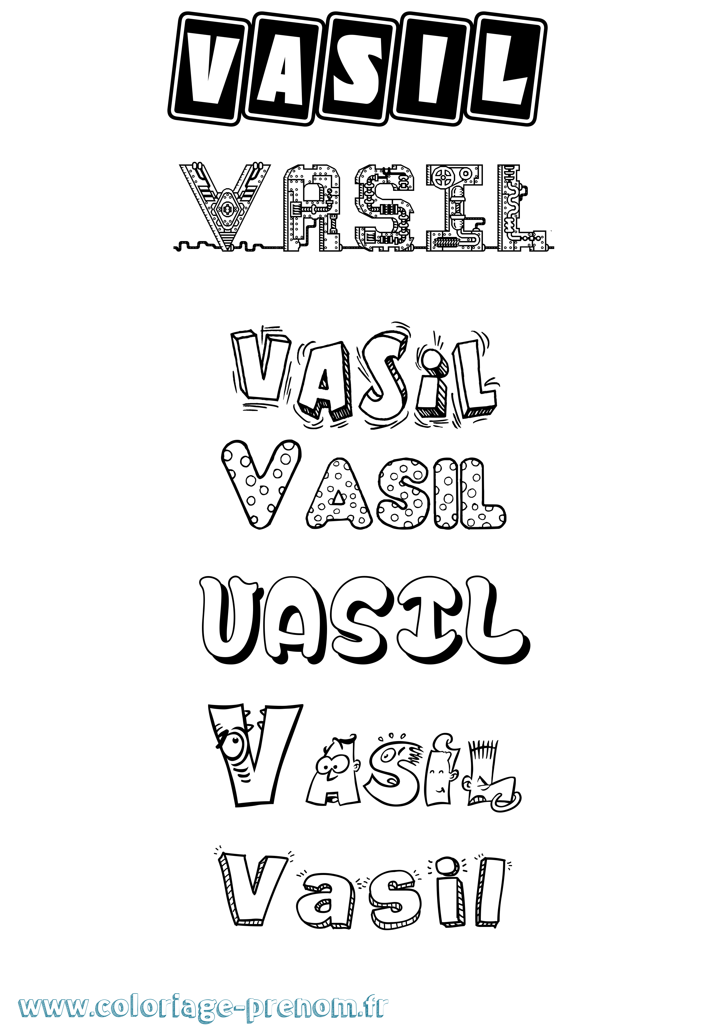 Coloriage prénom Vasil Fun