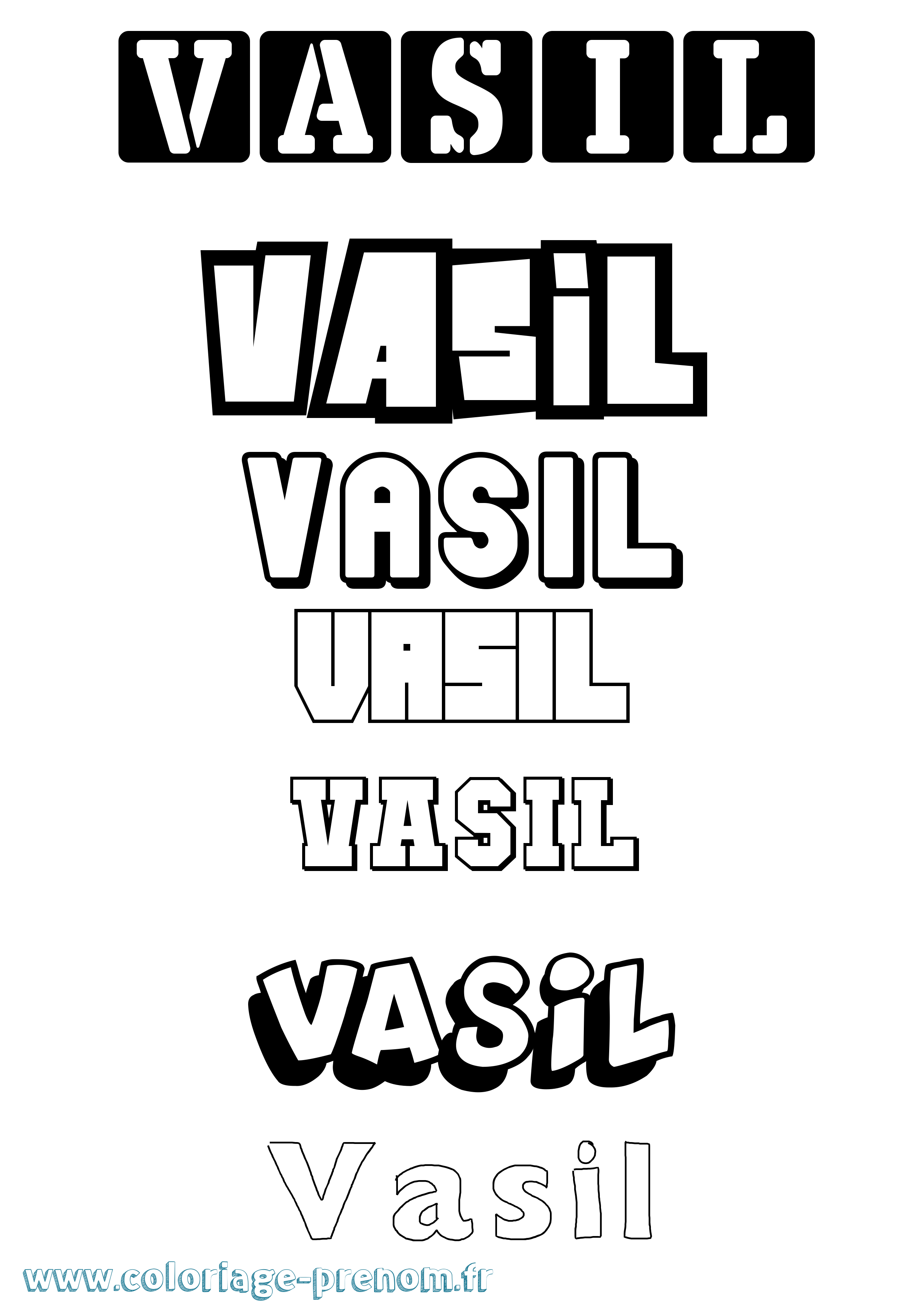 Coloriage prénom Vasil Simple