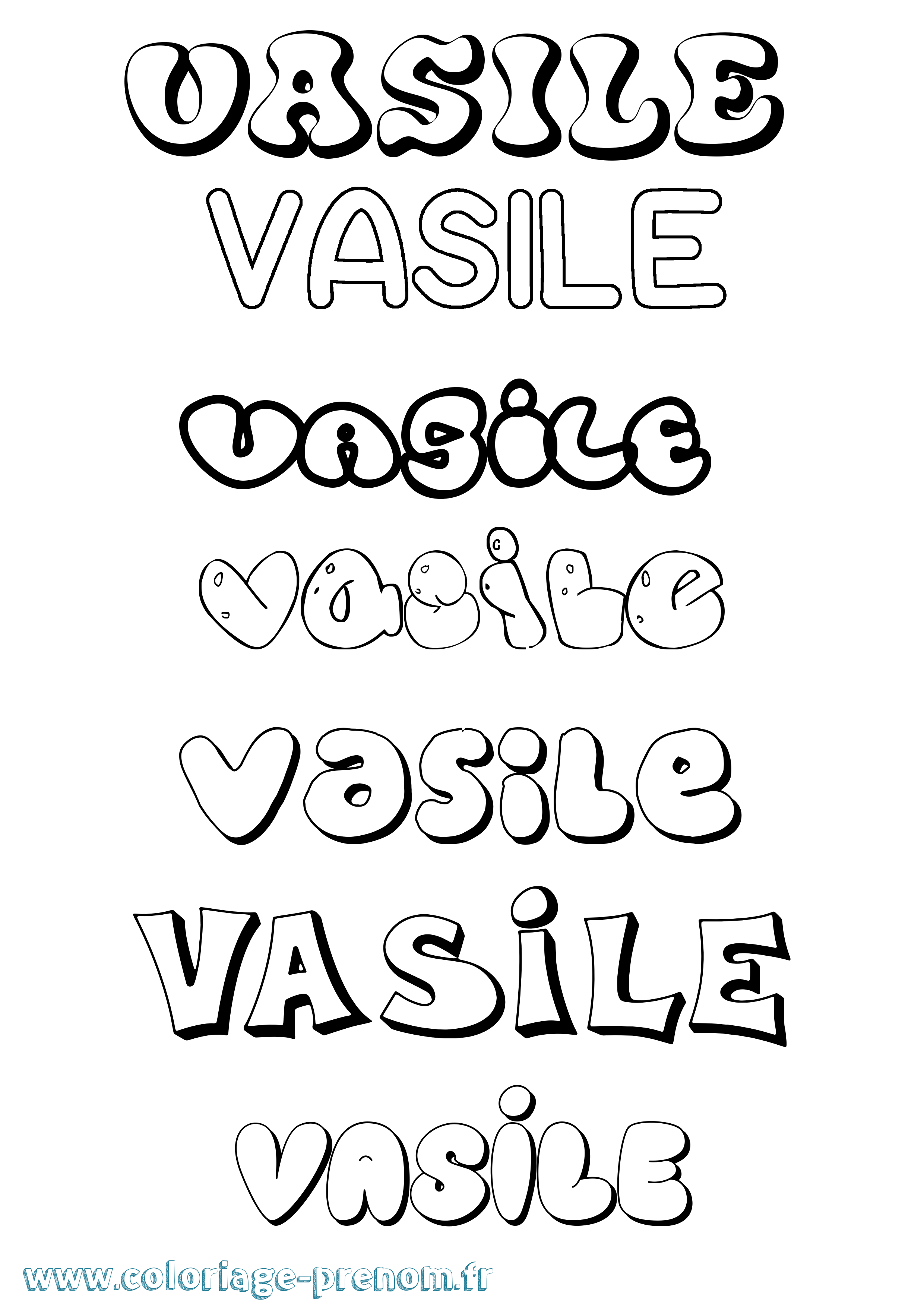 Coloriage Vasile Bubble Coloriage prénom Vasile Bubble