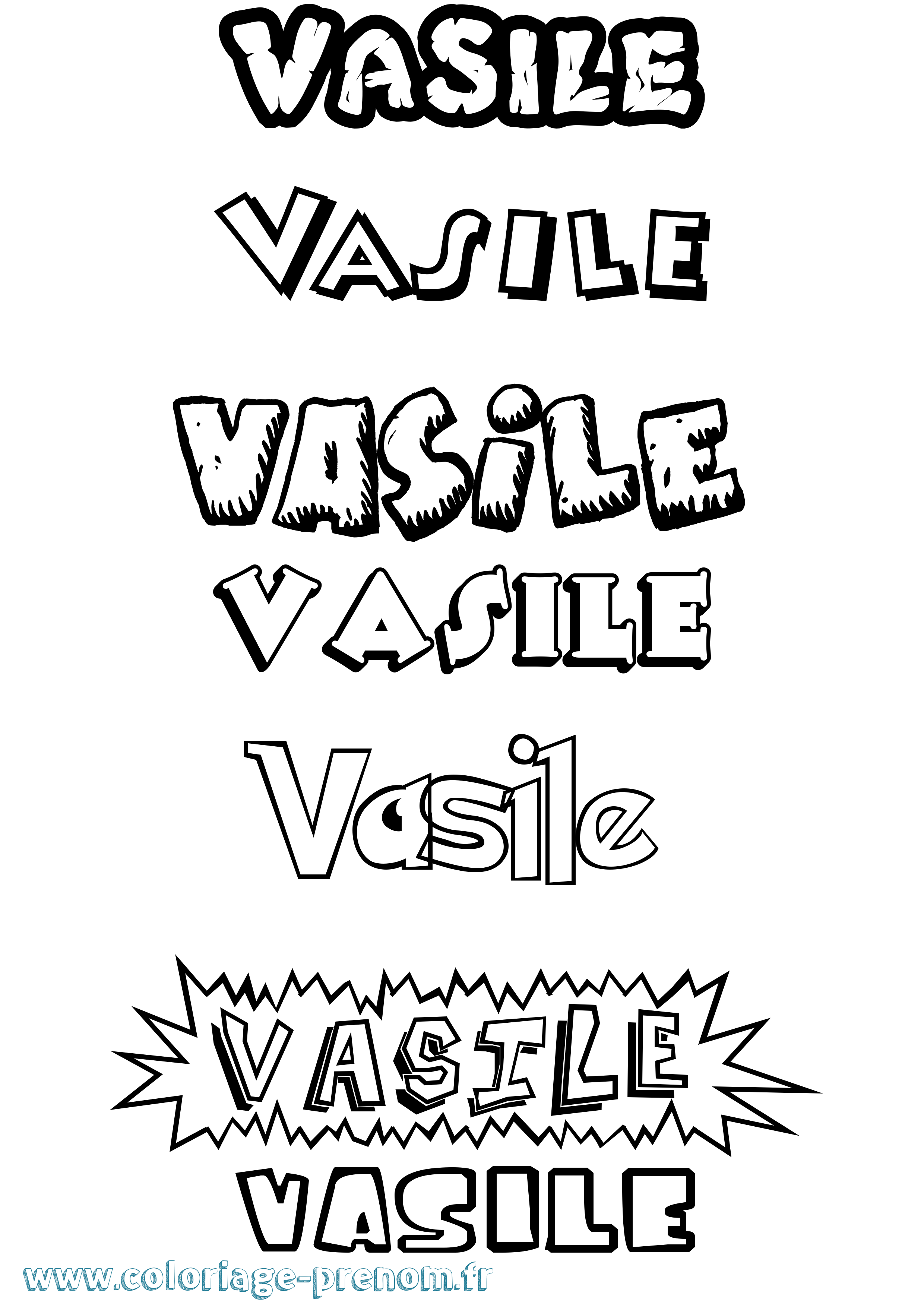 Coloriage Vasile Dessin Animé Coloriage prénom Vasile Dessin Animé