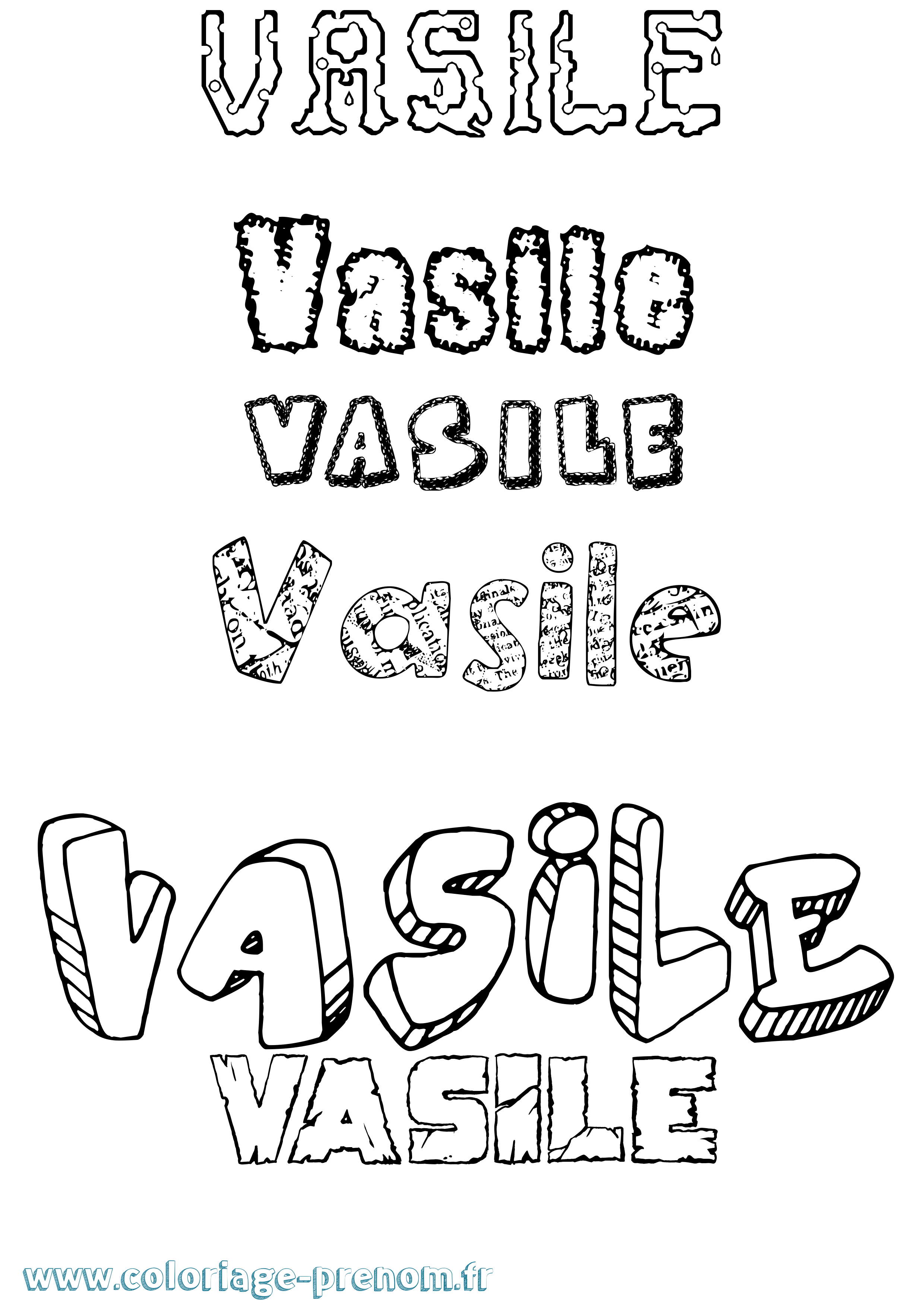 Coloriage Vasile Destructuré Coloriage prénom Vasile Destructuré