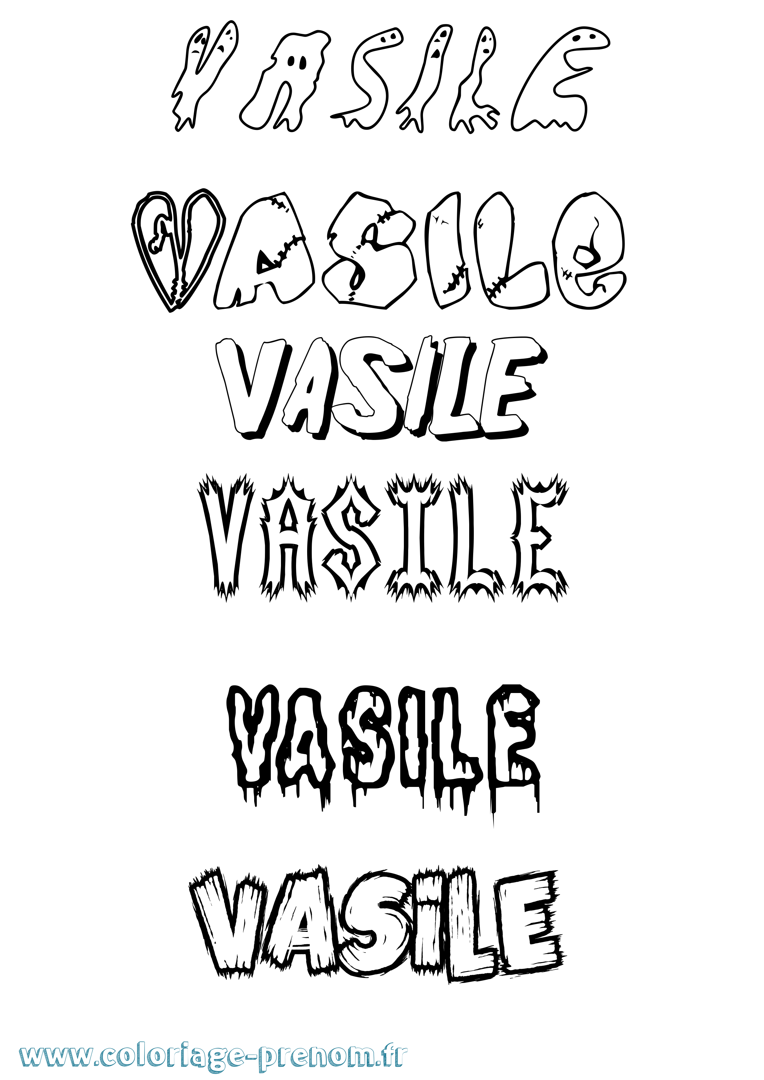 Coloriage Vasile Frisson Coloriage prénom Vasile Frisson