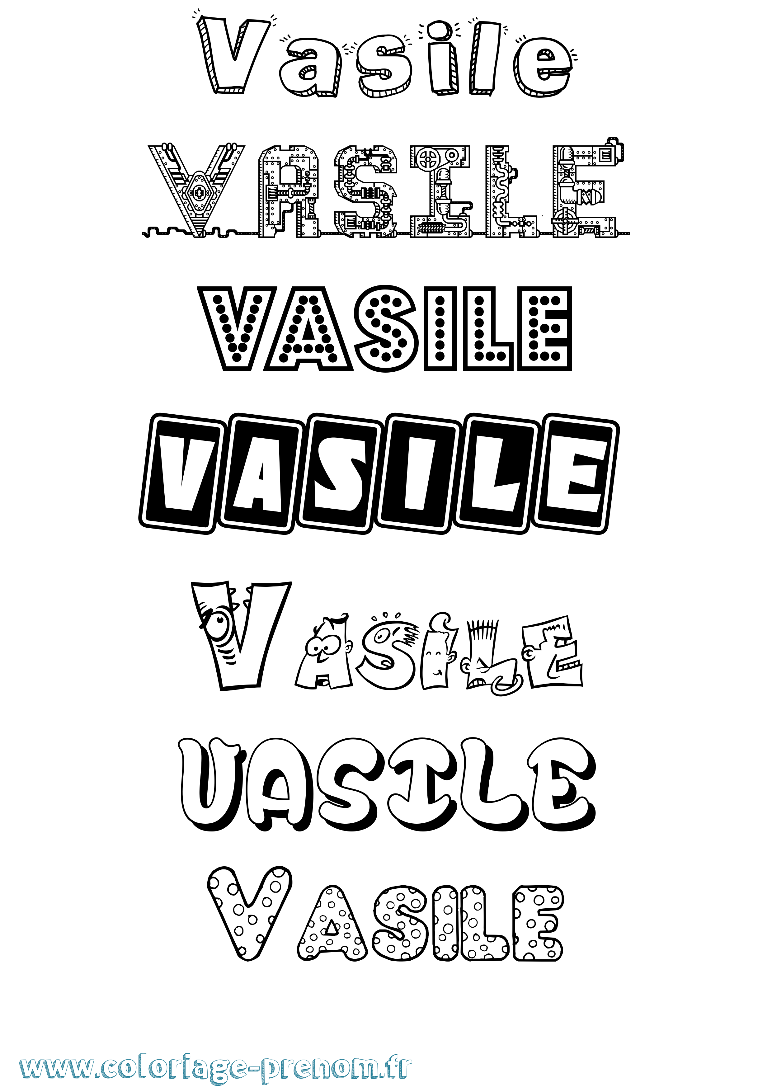 Coloriage Vasile Fun Coloriage prénom Vasile Fun