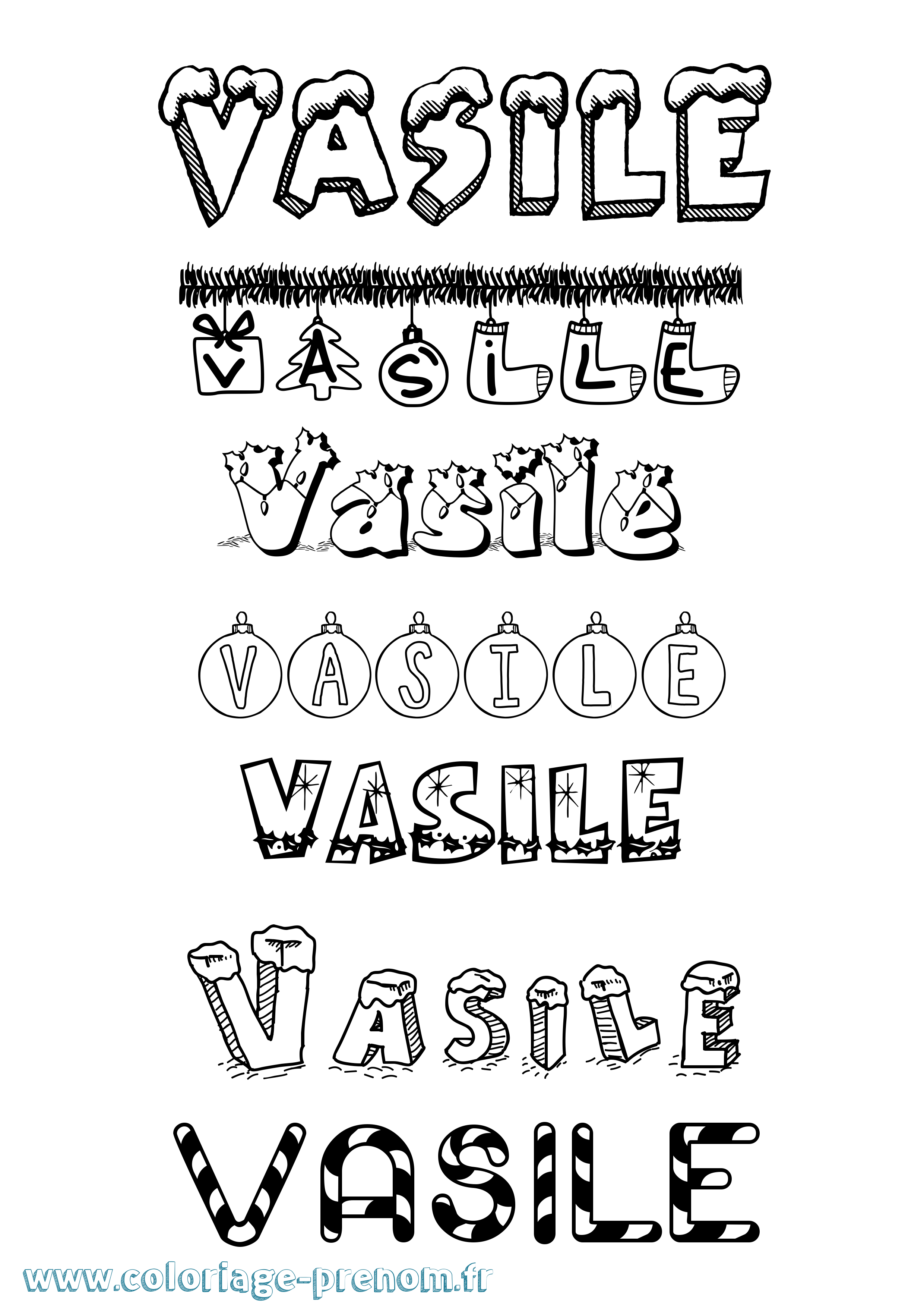 Coloriage Vasile Noël Coloriage prénom Vasile Noël