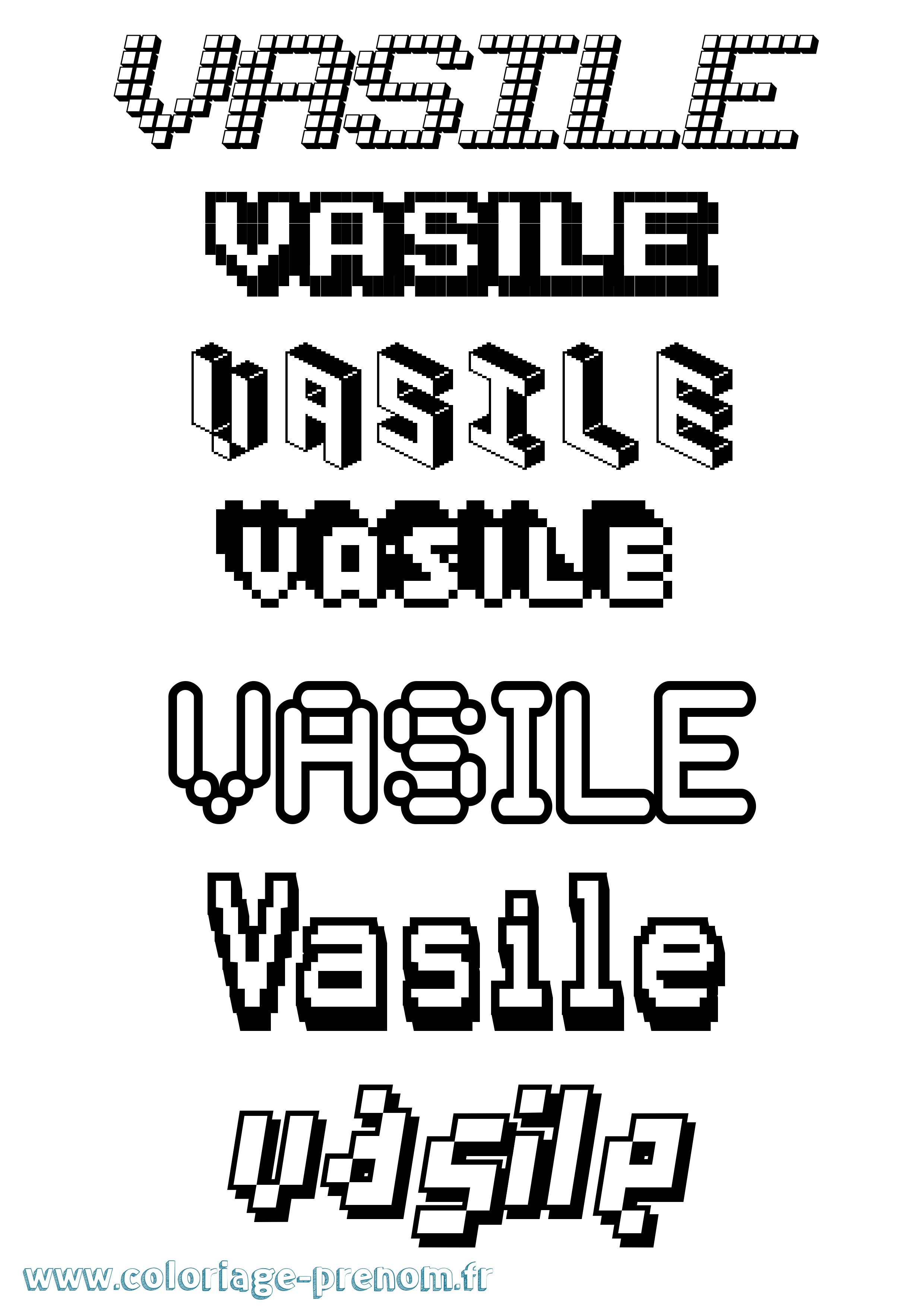Coloriage Vasile Pixel Coloriage prénom Vasile Pixel