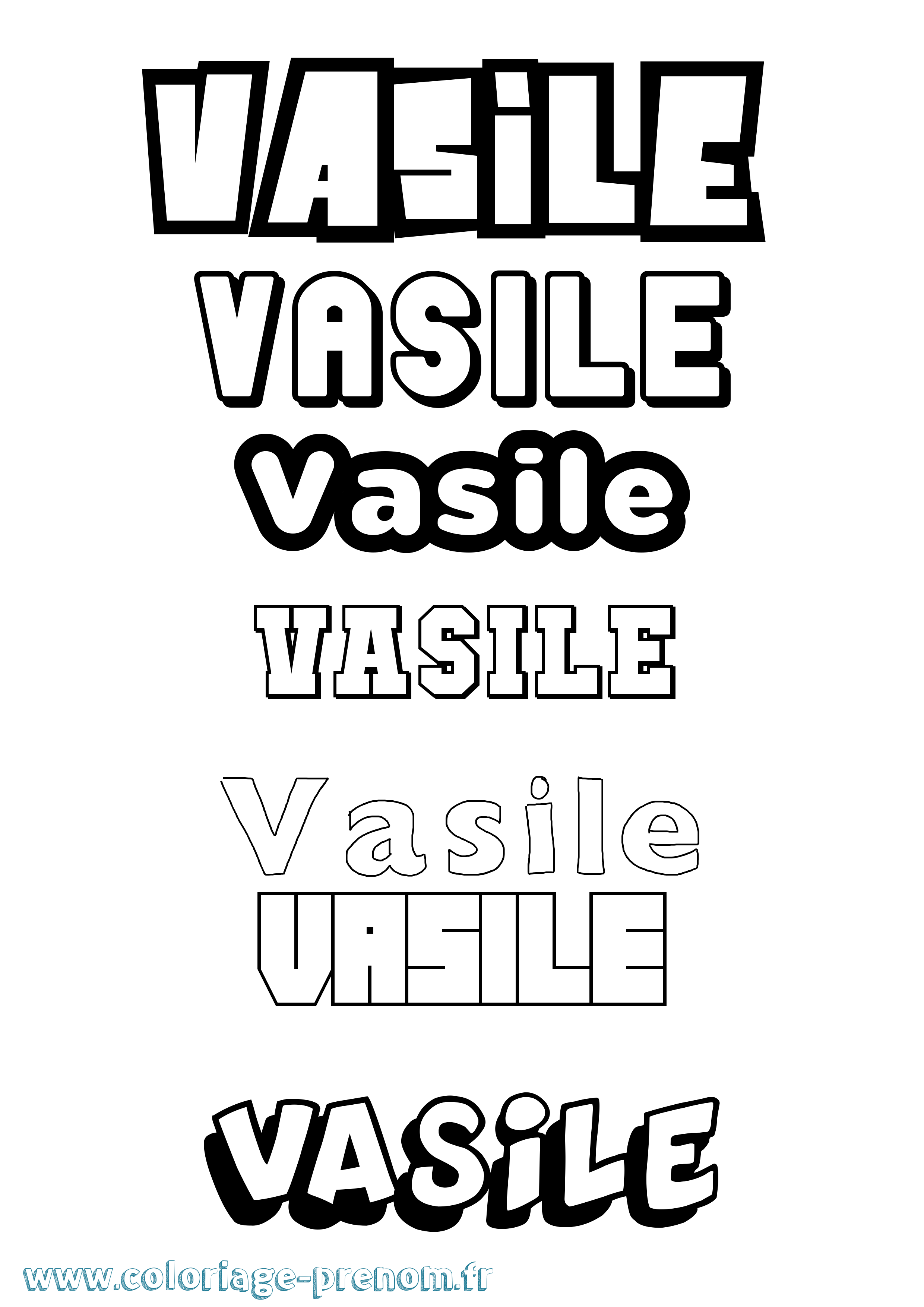 Coloriage Vasile Simple Coloriage prénom Vasile Simple