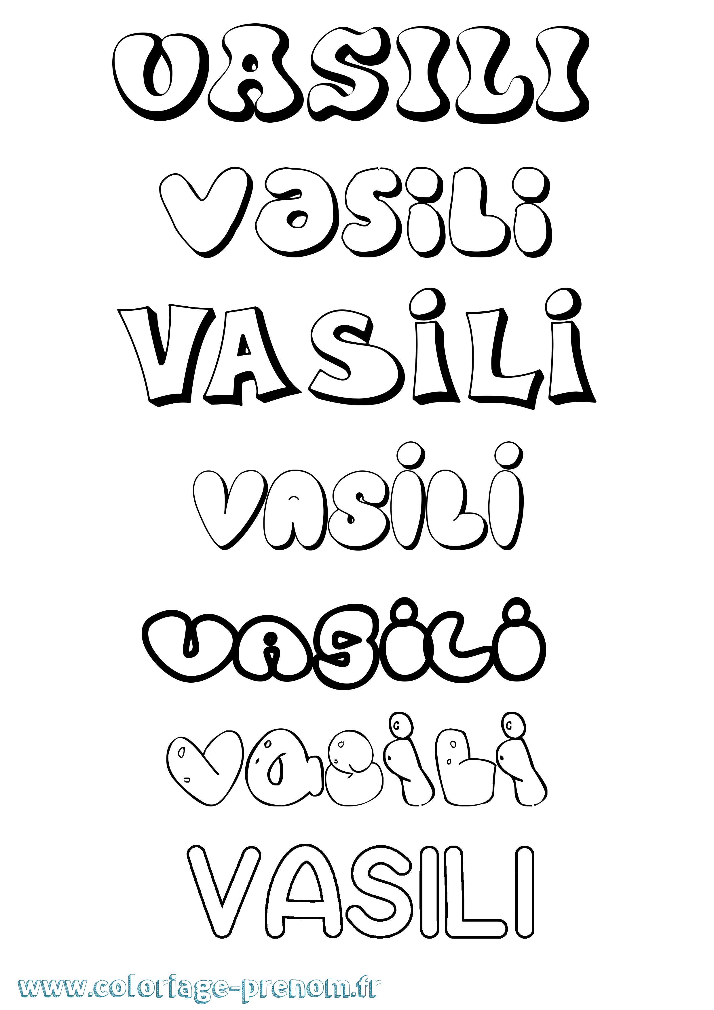Coloriage prénom Vasili Bubble