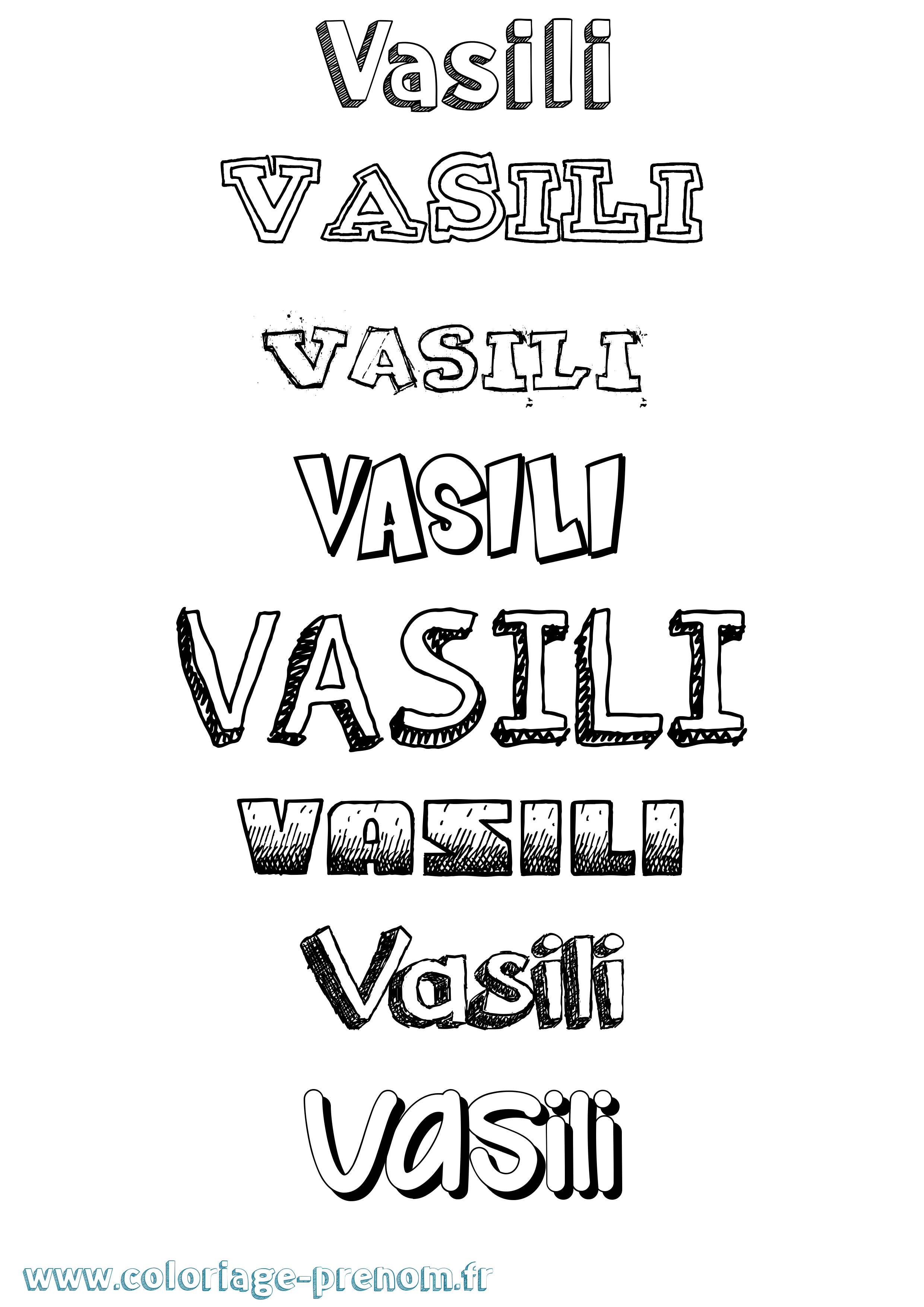 Coloriage prénom Vasili Dessiné