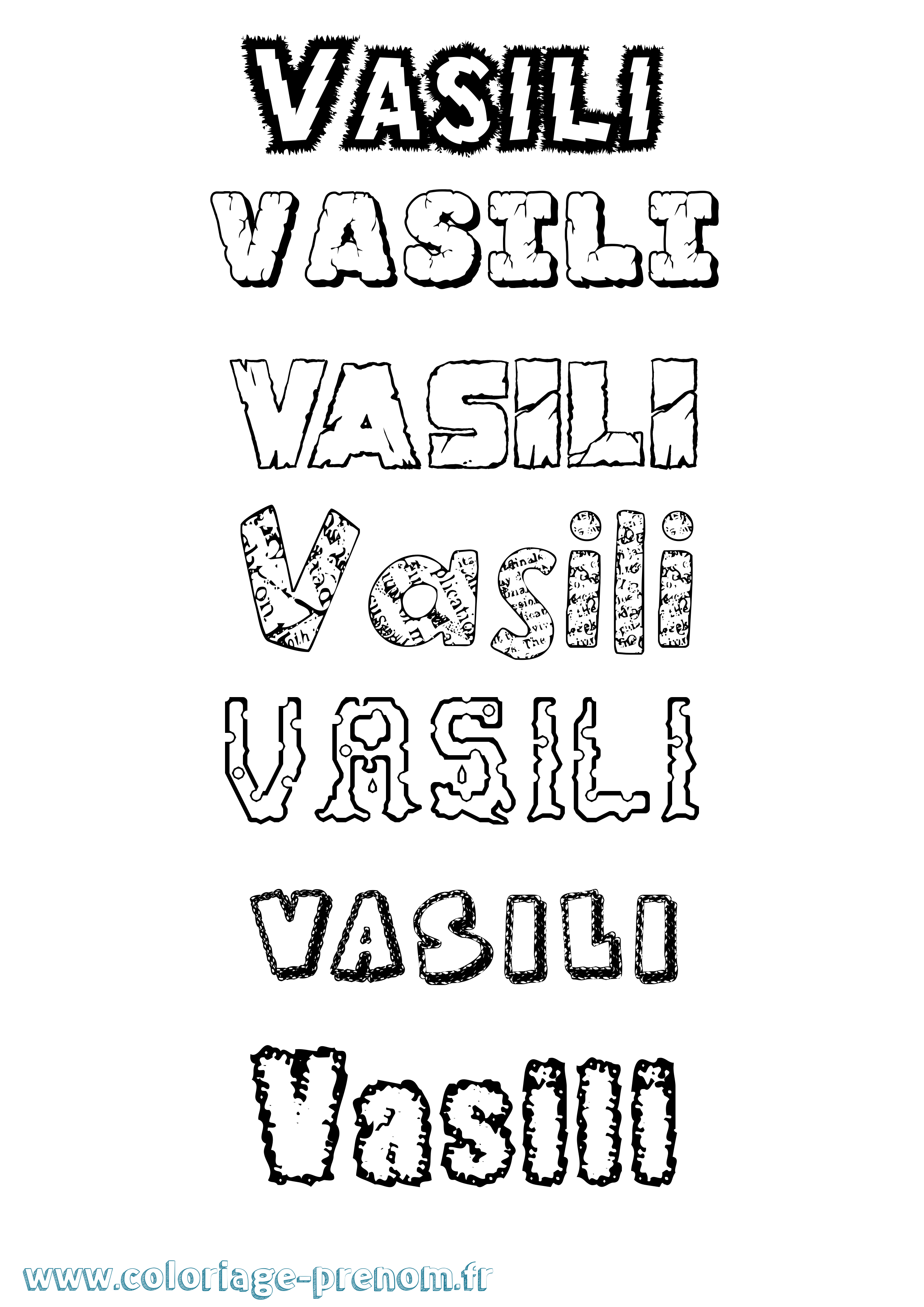 Coloriage prénom Vasili Destructuré
