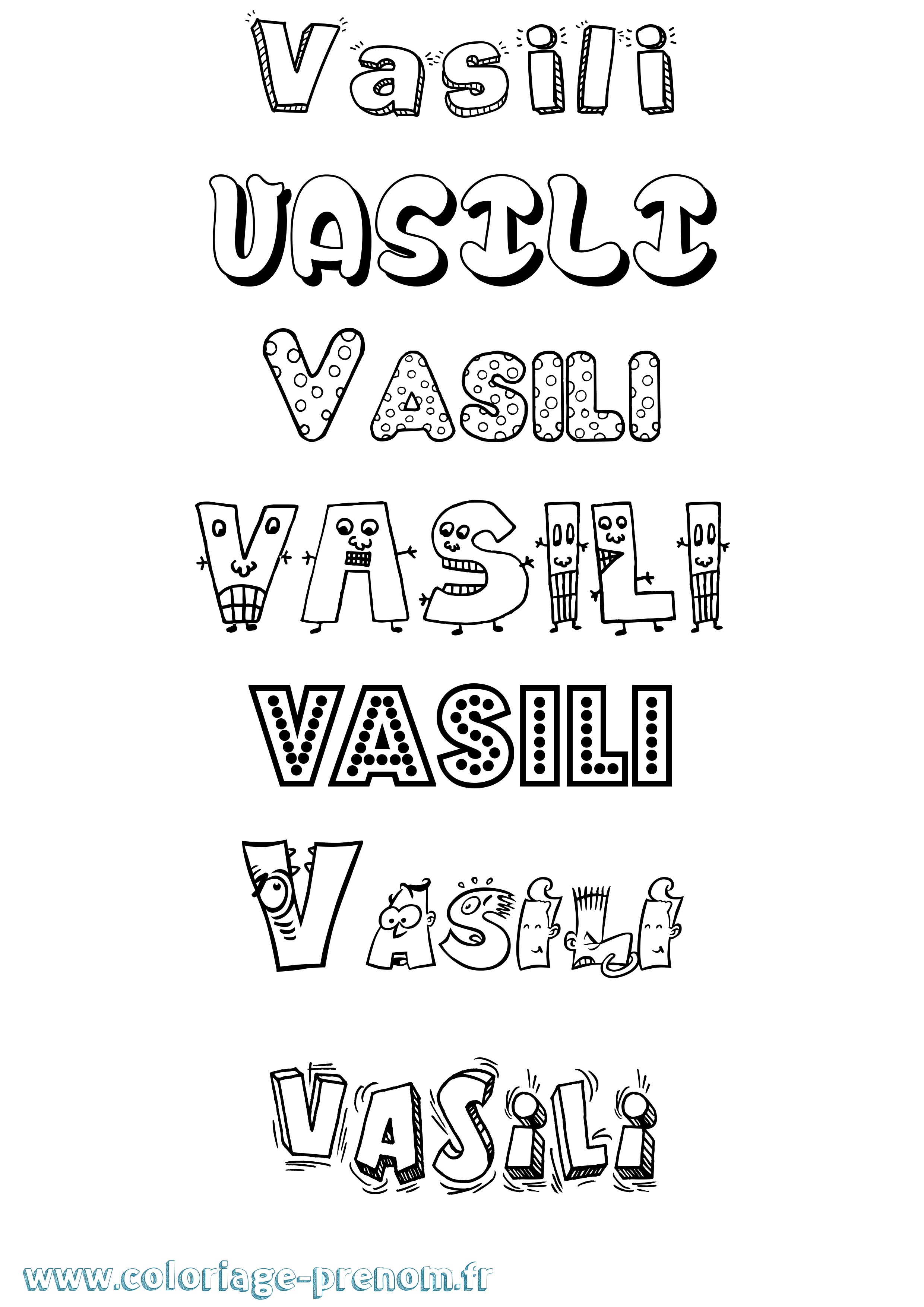 Coloriage prénom Vasili Fun